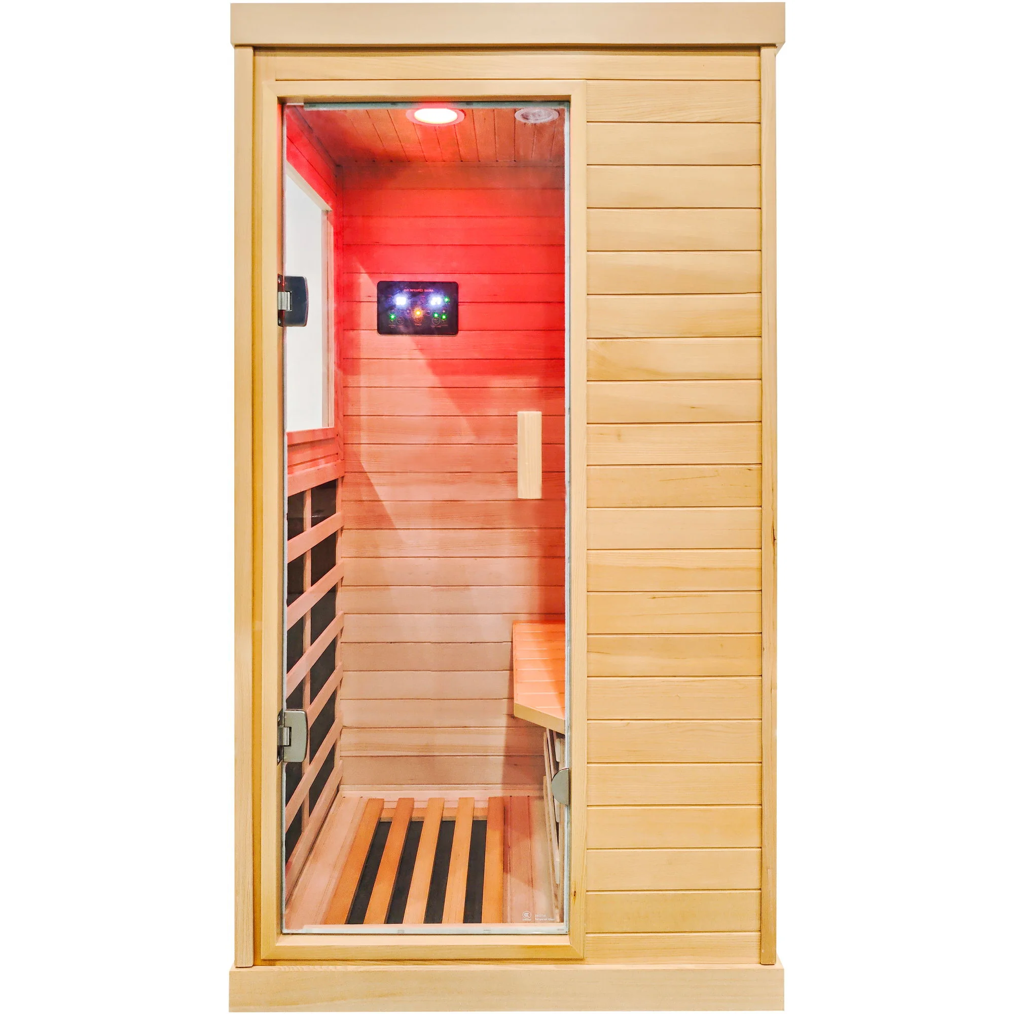 Infrared Sauna Room Single Room With Hemlock Frame, 6 Heating Plates, Built-In Lights And Bluetooth Audio - Natural - Image 7