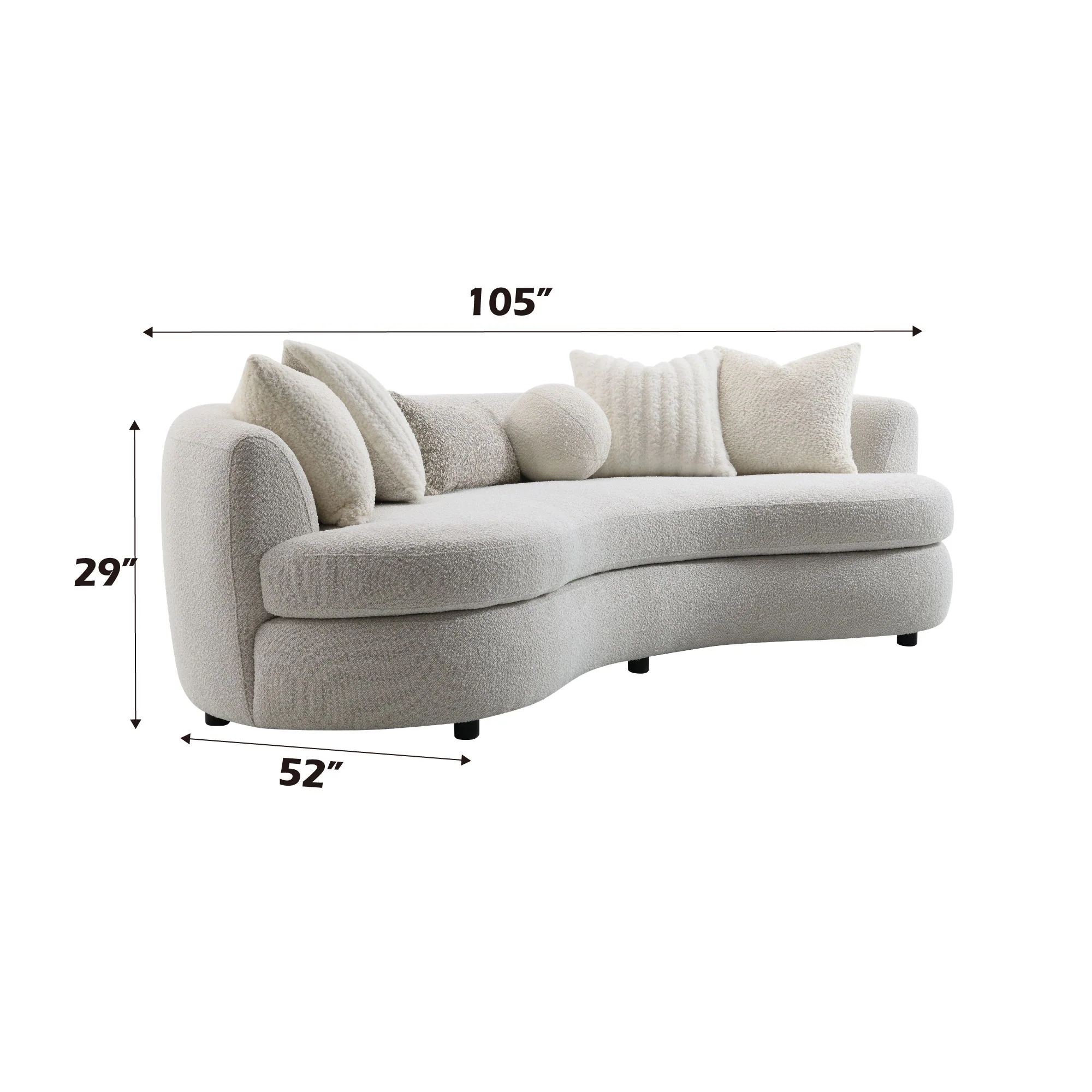 Iniko - Boucle Sofa With Toss Pillows - Beige - Image 3