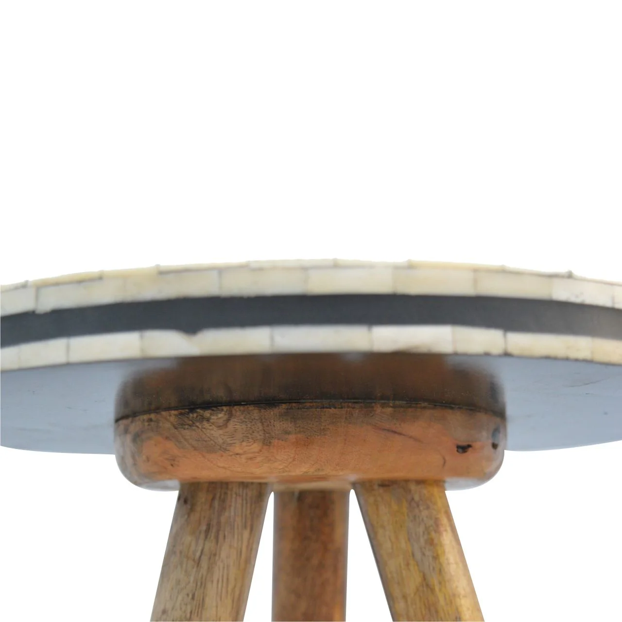Inlay Bone Tripod Stool - Beige / White - Image 3