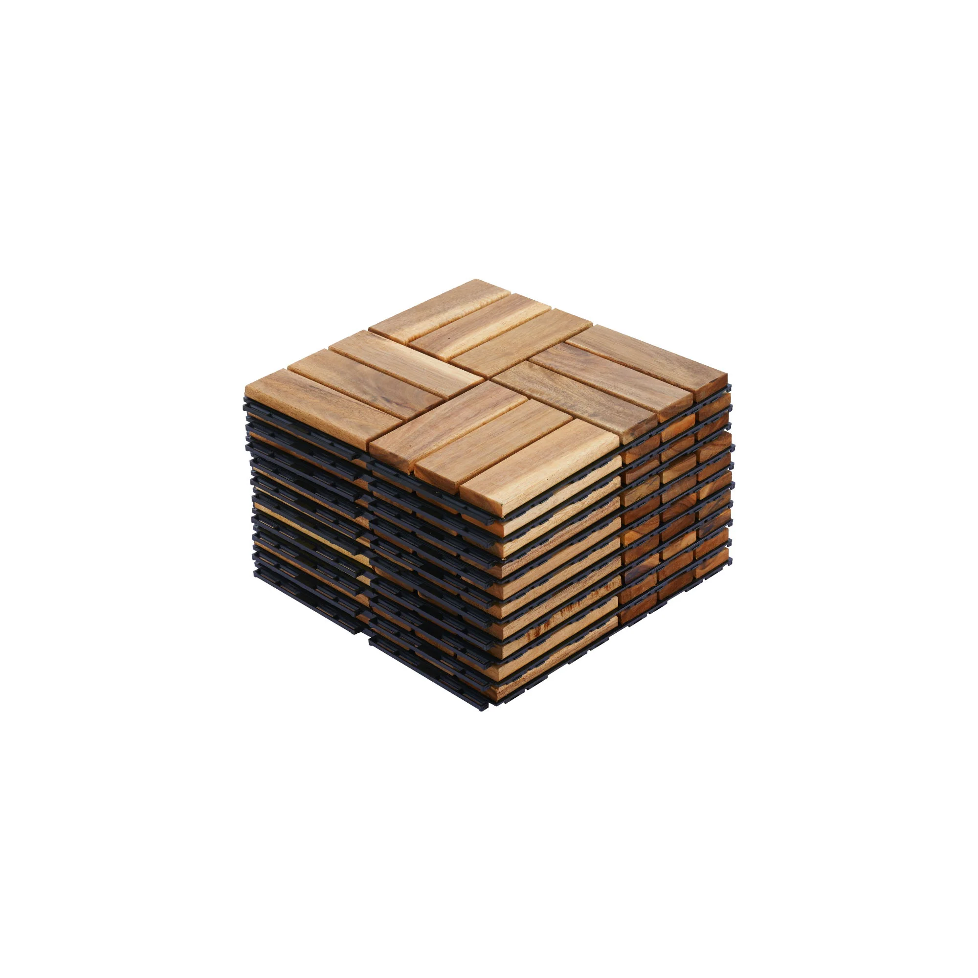 Interlocking Deck Tiles Checker Pattern, Square Acacia Hardwood Outdoor Flooring For Patio, Bancony, Pool Side - Image 4