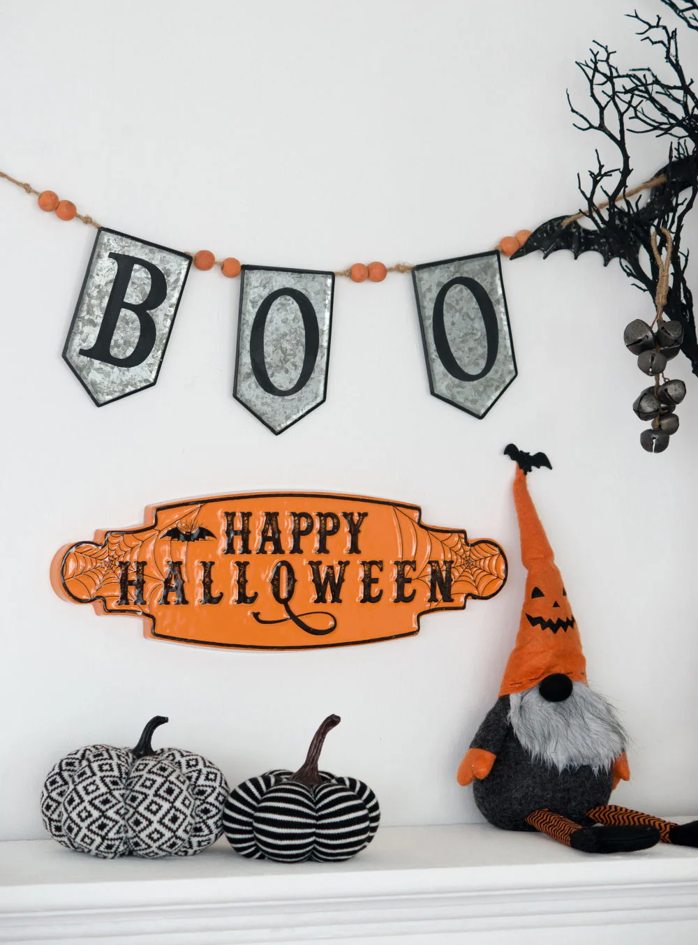 Iron Boo Banner With Bats, For Halloween Holiday Decor - Black / Gray / Orange - Image 3