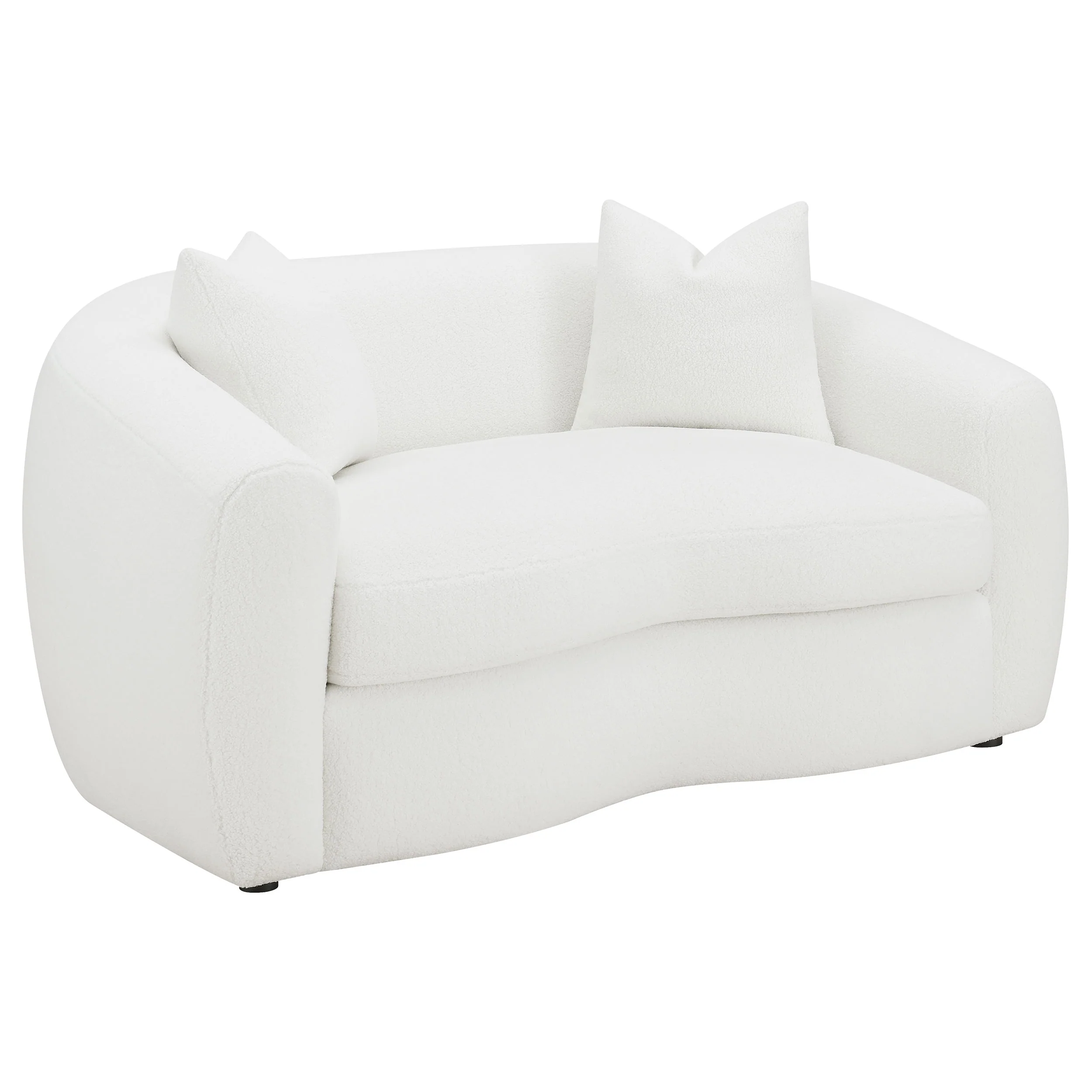 Isabella Faux Sheepskin Loveseat in Natural Ivory