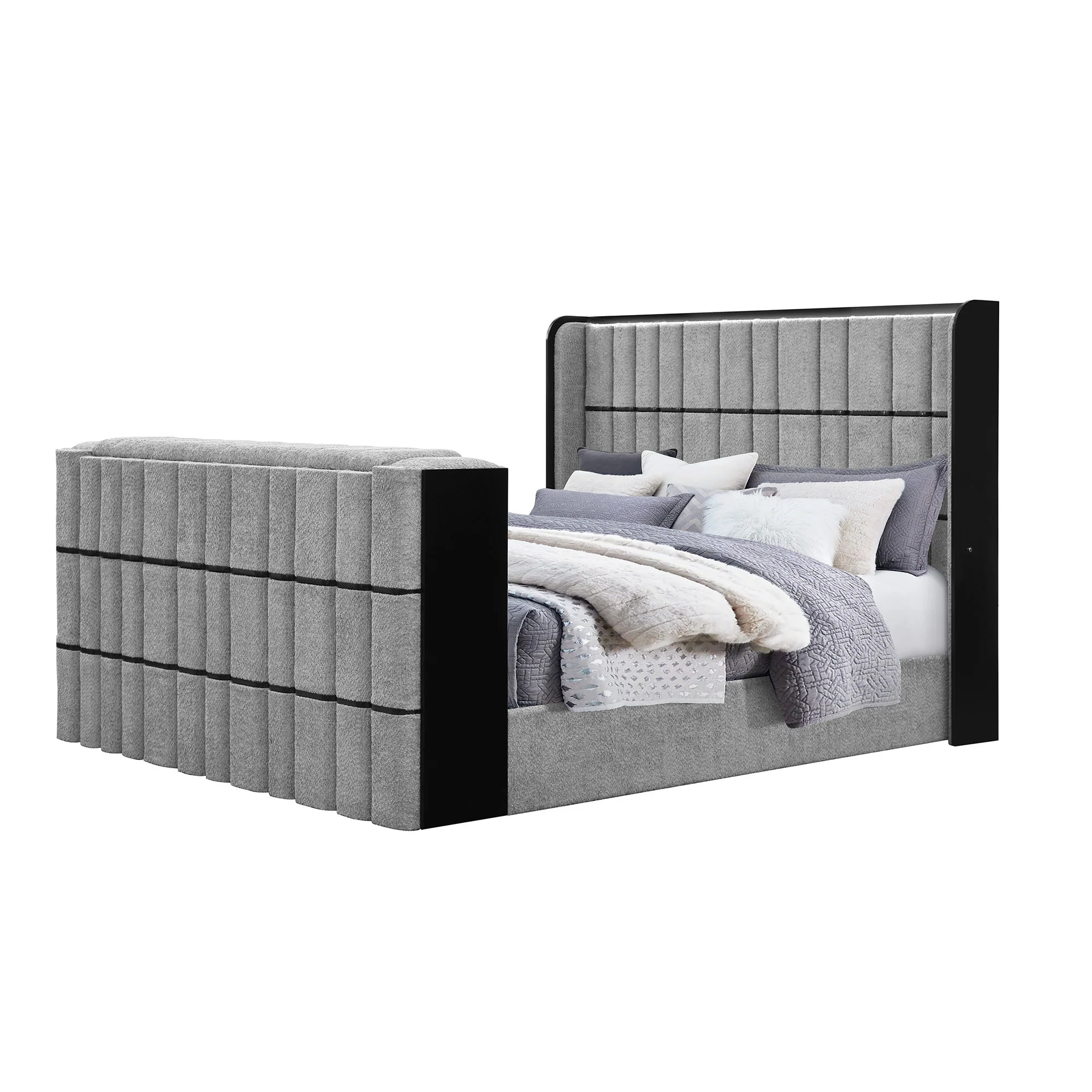 Isaiah - Bed With TV Lift-LED Speakers And Fireplace - Image 11