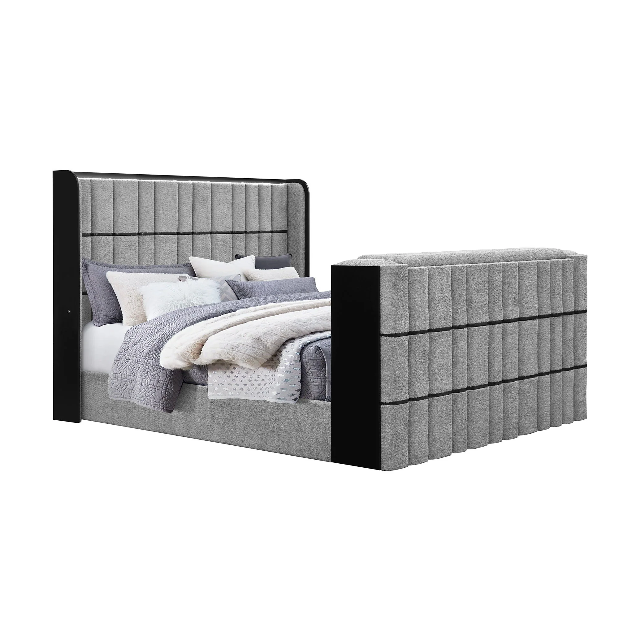 Isaiah - Bed With TV Lift-LED Speakers And Fireplace - Image 18