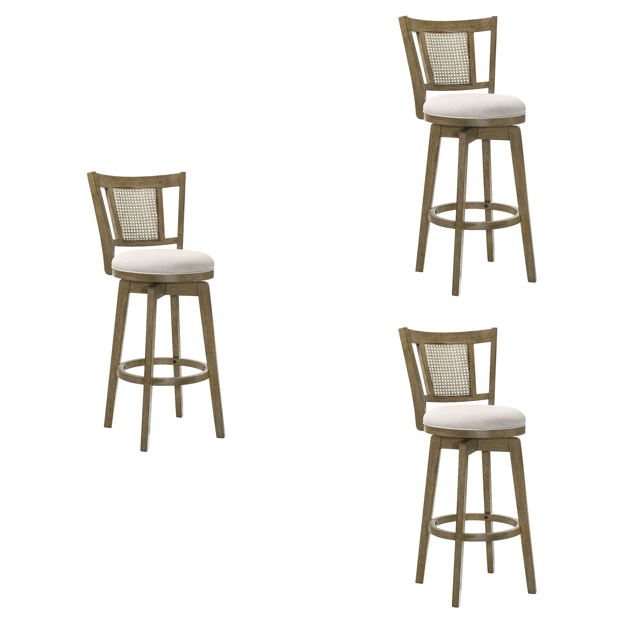 Isla - 30" Putty Brown Bar Height Rubberwood Swivel Barstool - Image 4