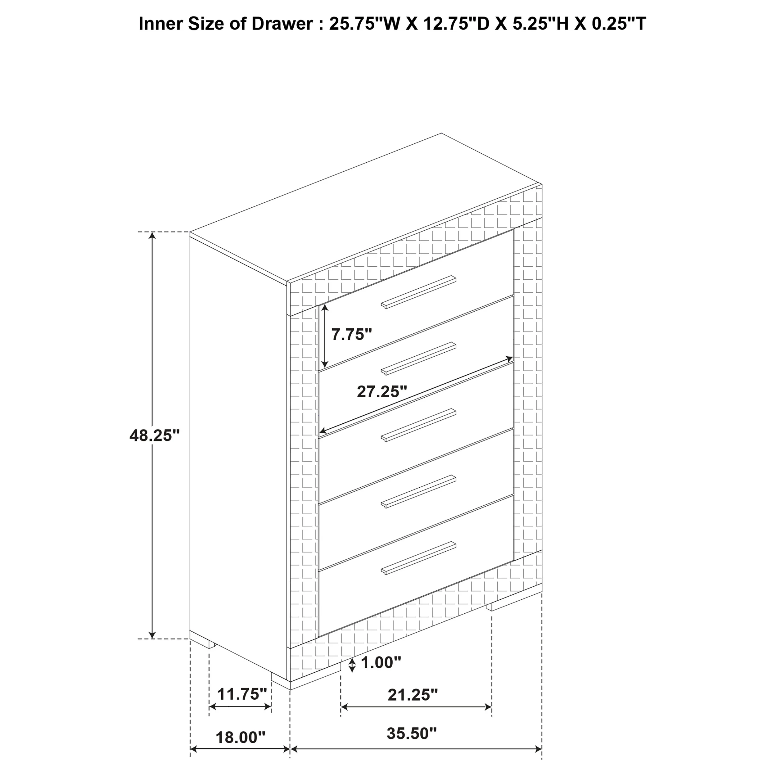 Ives 5-Drawer Chest White High Gloss - Image 12