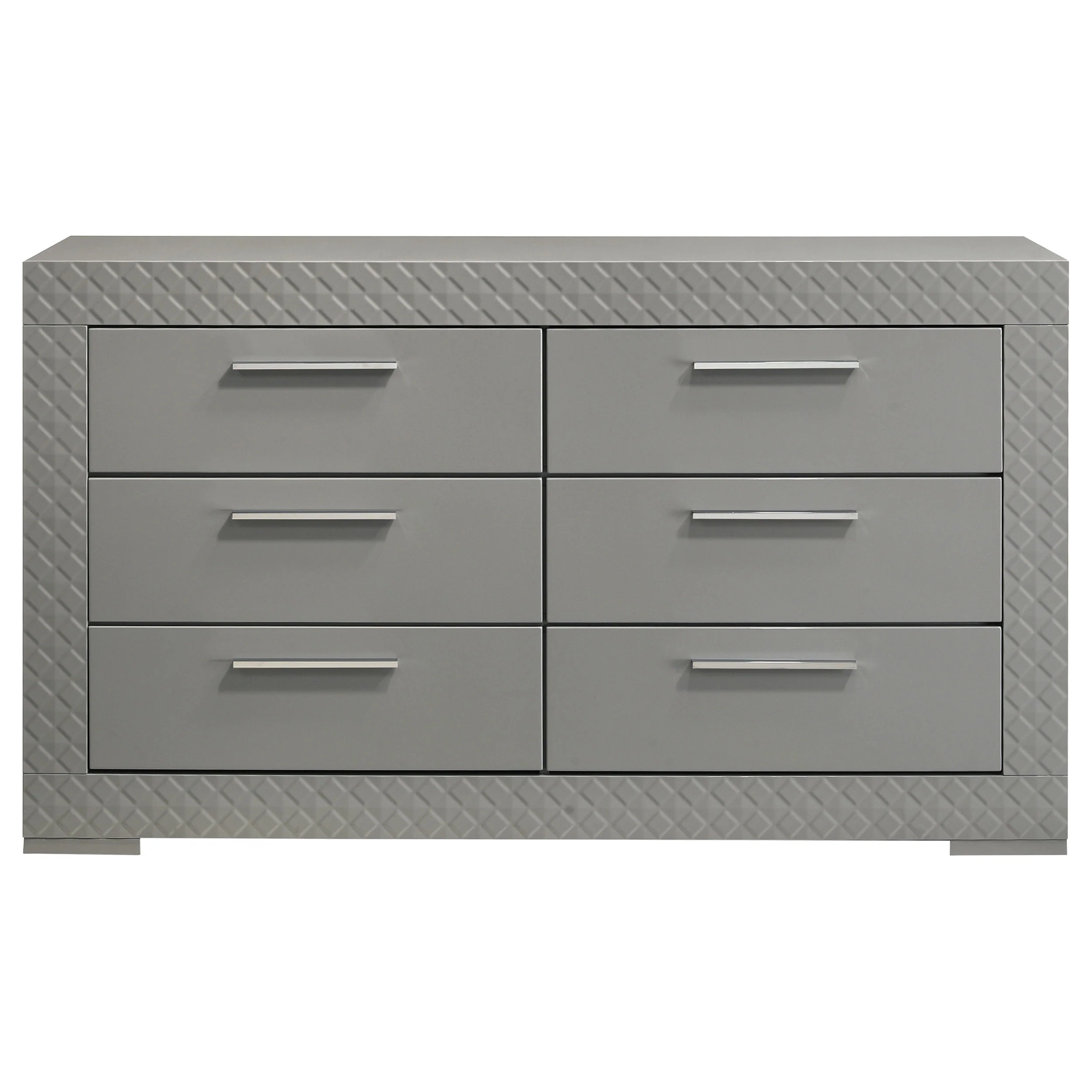 Ives 6-Drawer Dresser Cabinet Grey High Gloss - Image 2