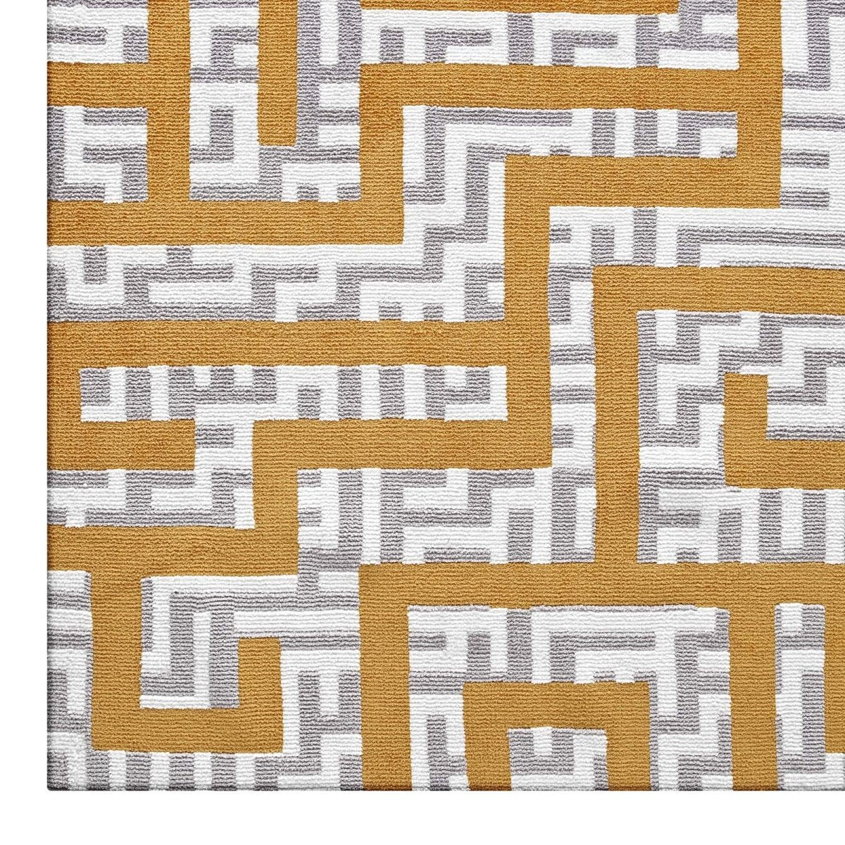 Ivory Light Gray Geometric Maze Area Rug - Modern Contemporary Indoor Accent Rug - Image 10