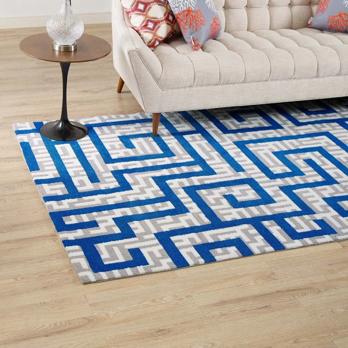 Ivory Light Gray Geometric Maze Area Rug - Modern Contemporary Indoor Accent Rug - Image 14