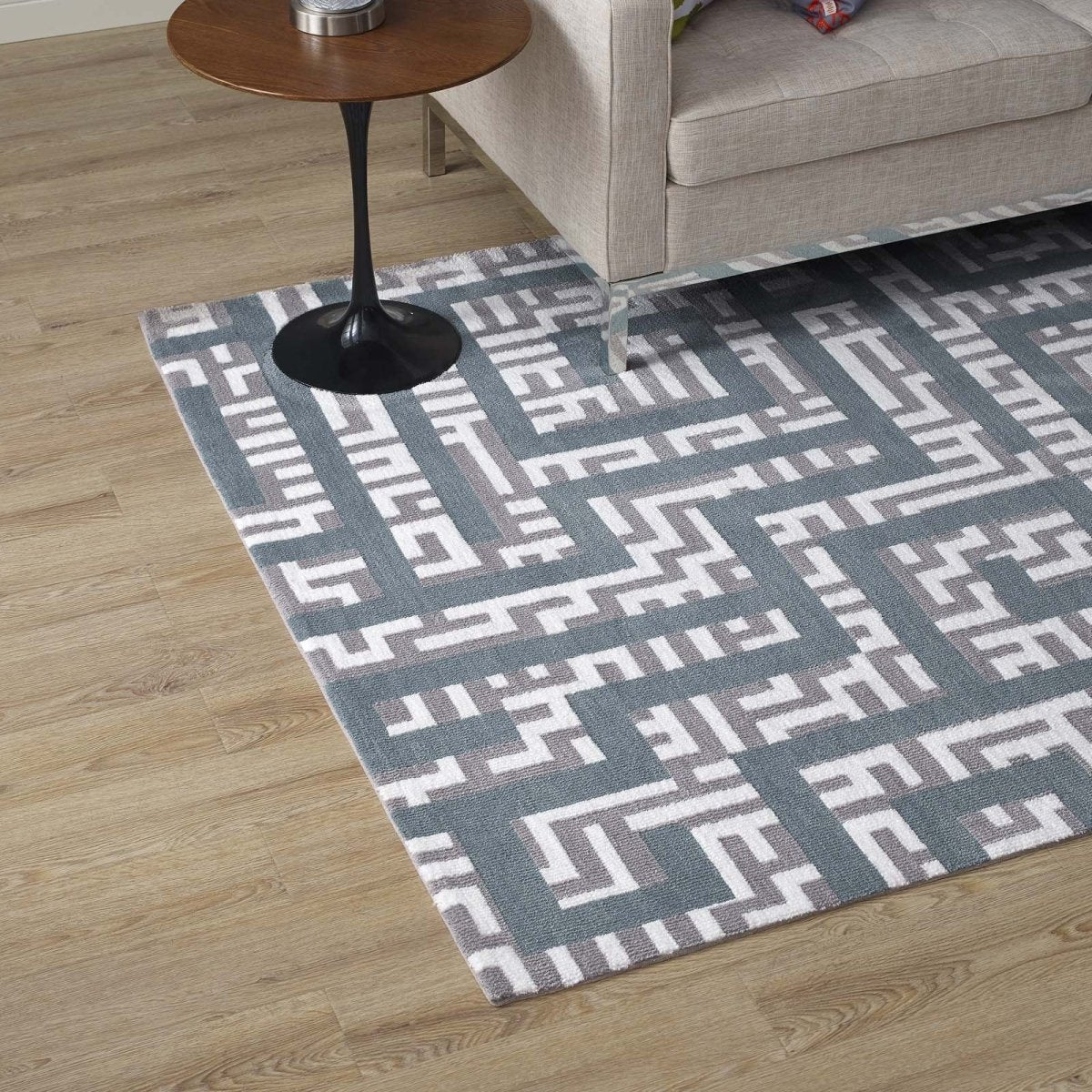 Ivory Light Gray Geometric Maze Area Rug - Modern Contemporary Indoor Accent Rug - Image 28
