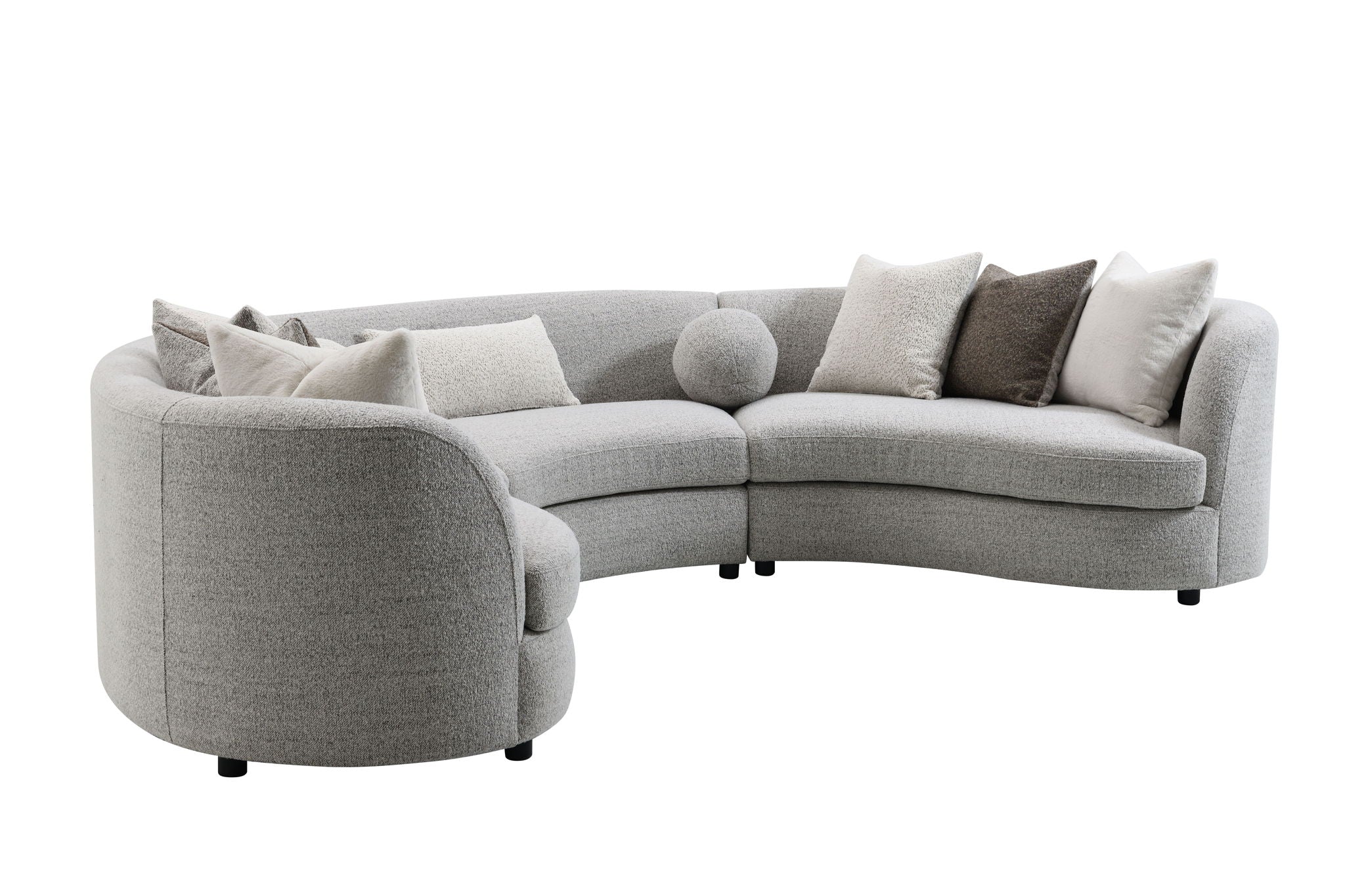 Ivria - Boucle Sectional Sofa With 9 Pillows - Gray - Image 8