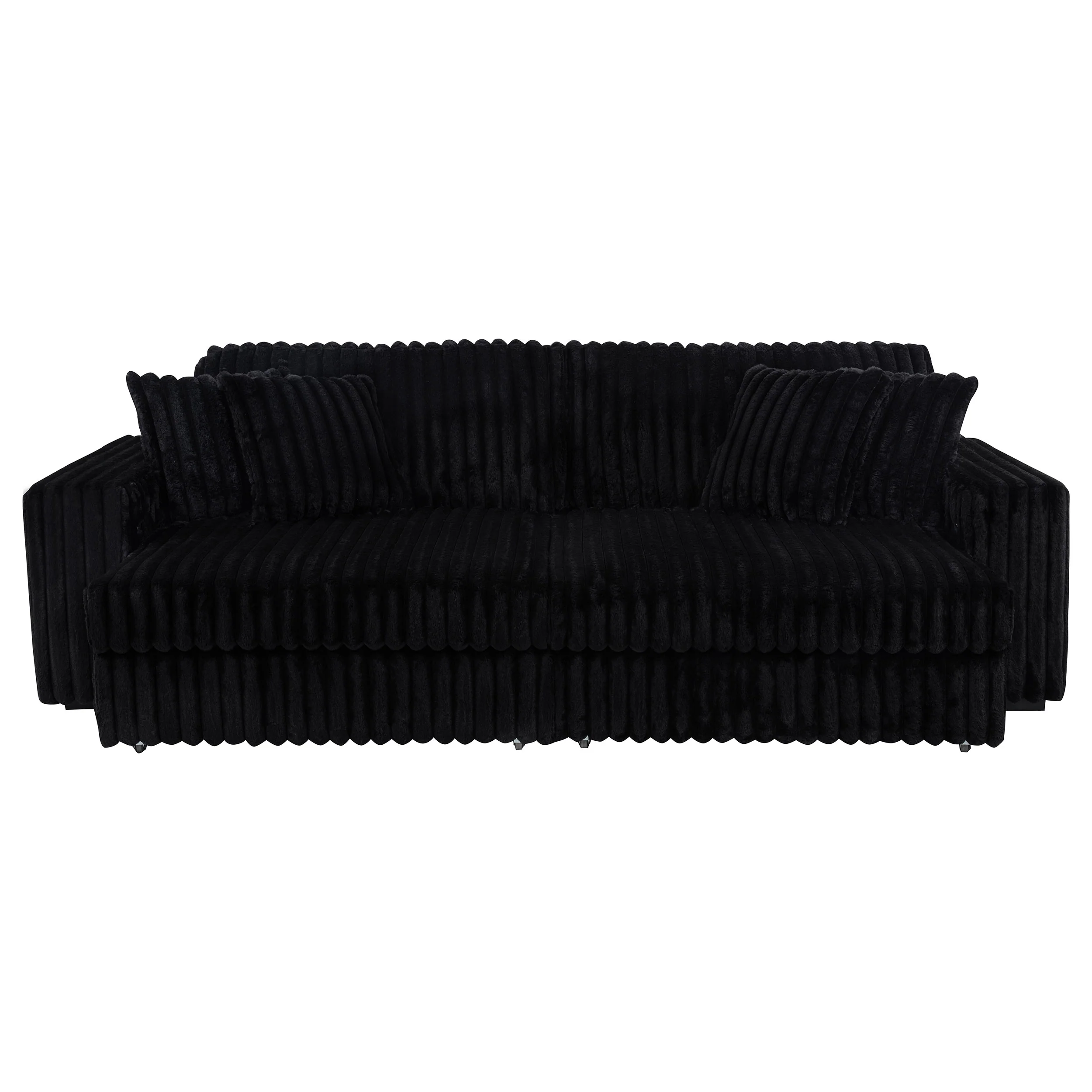 Jacana Corduroy Upholstered Dual Power Chaise Sofa Black - Image 10