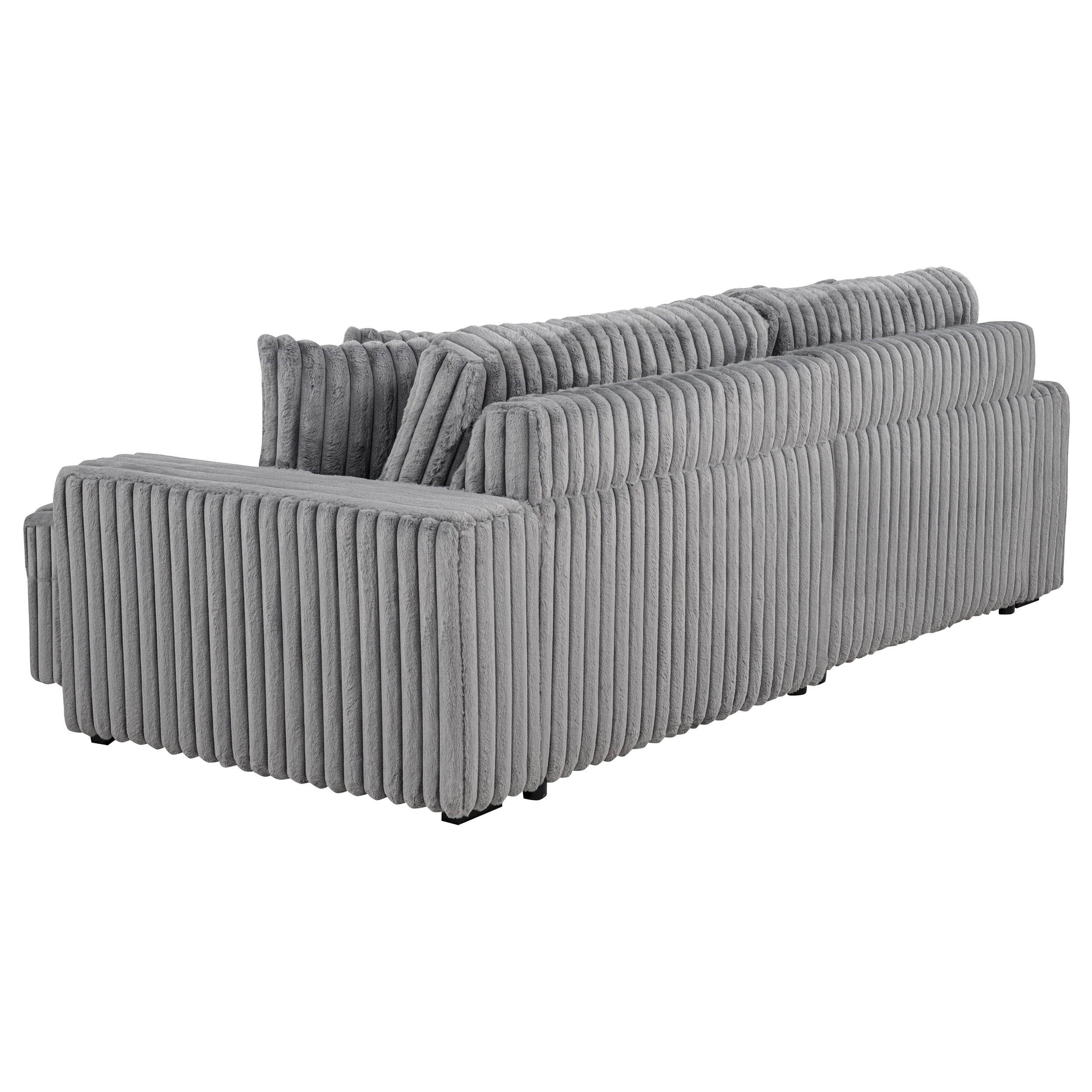 Jacana Corduroy Upholstered Dual Power Chaise Sofa Grey - Image 7