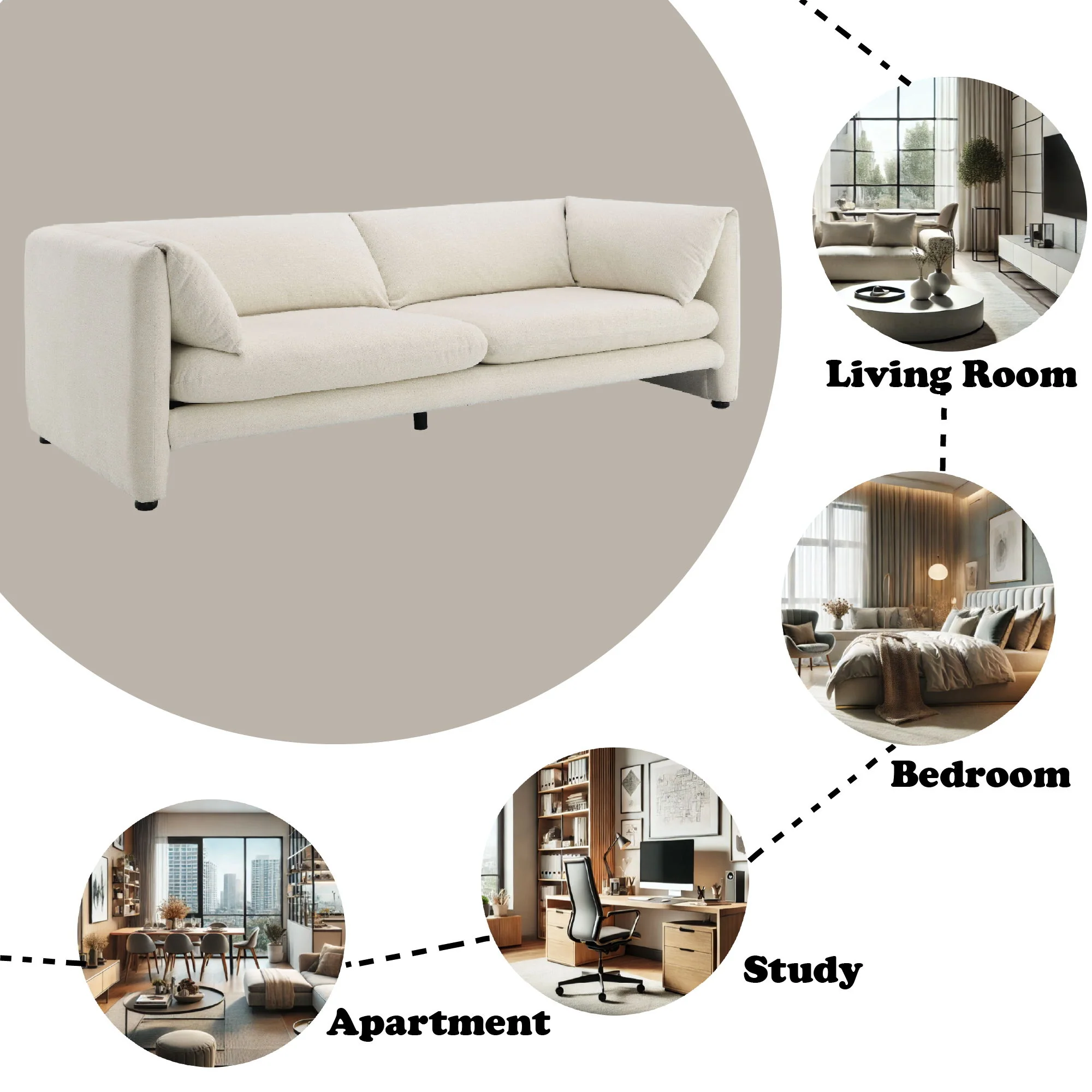 Jaeda - Boucle Sofa - Beige - Image 5