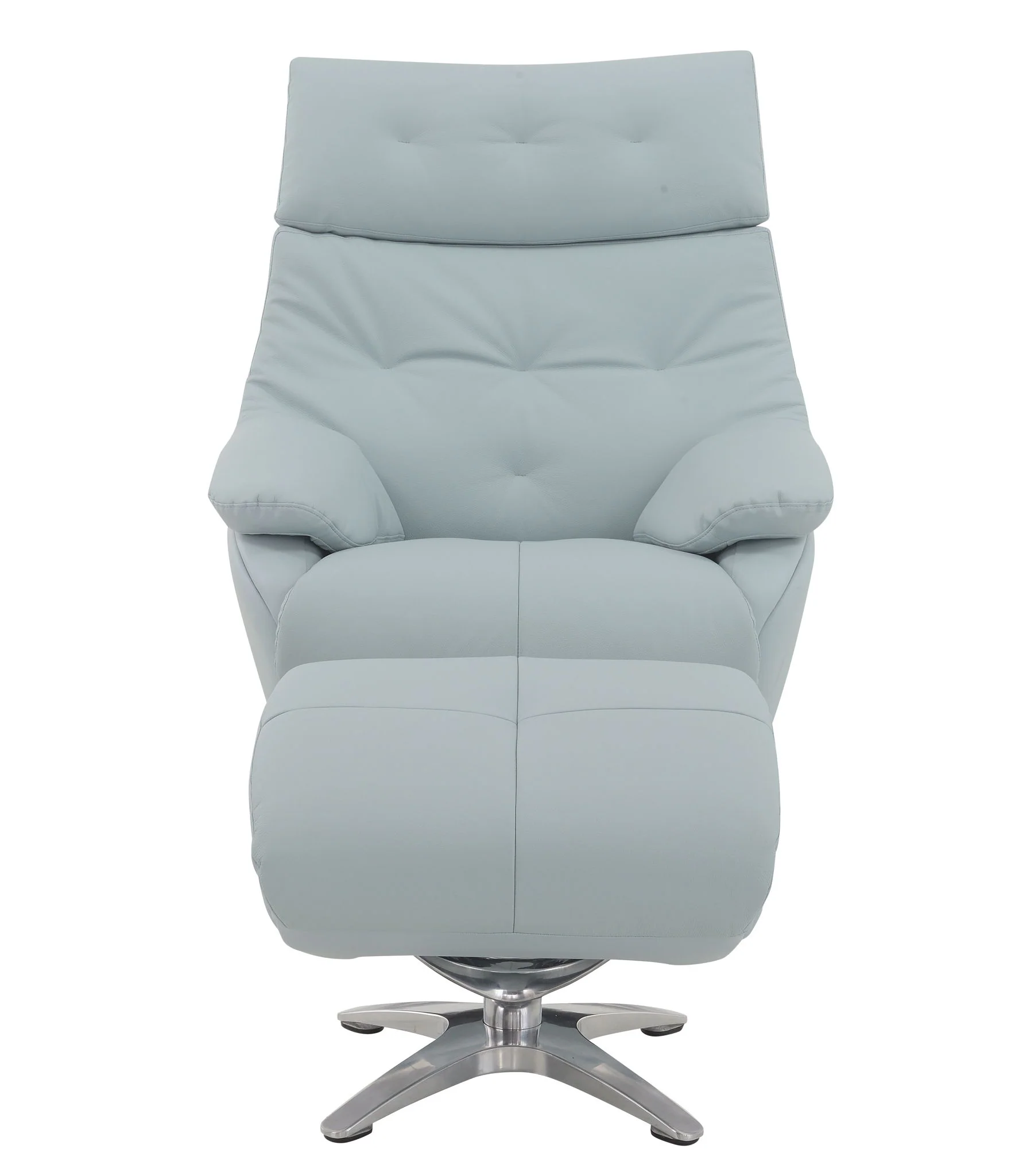 Janella - Top Grain Leather Accent Chair With Swivel & Ottoman - Baby Blue - Image 6