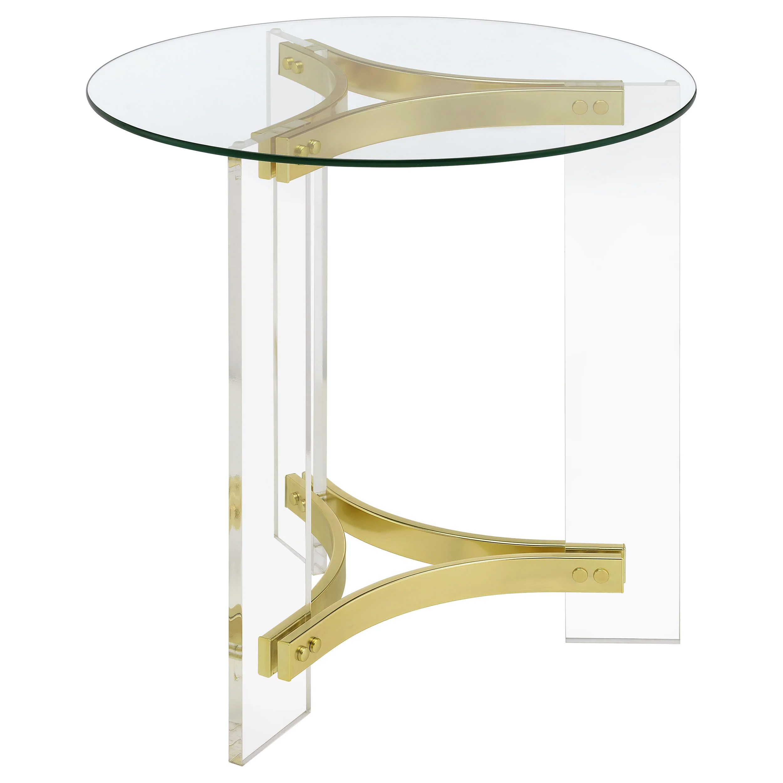 Janessa Round Glass Top Acrylic Leg End Table - Image 7