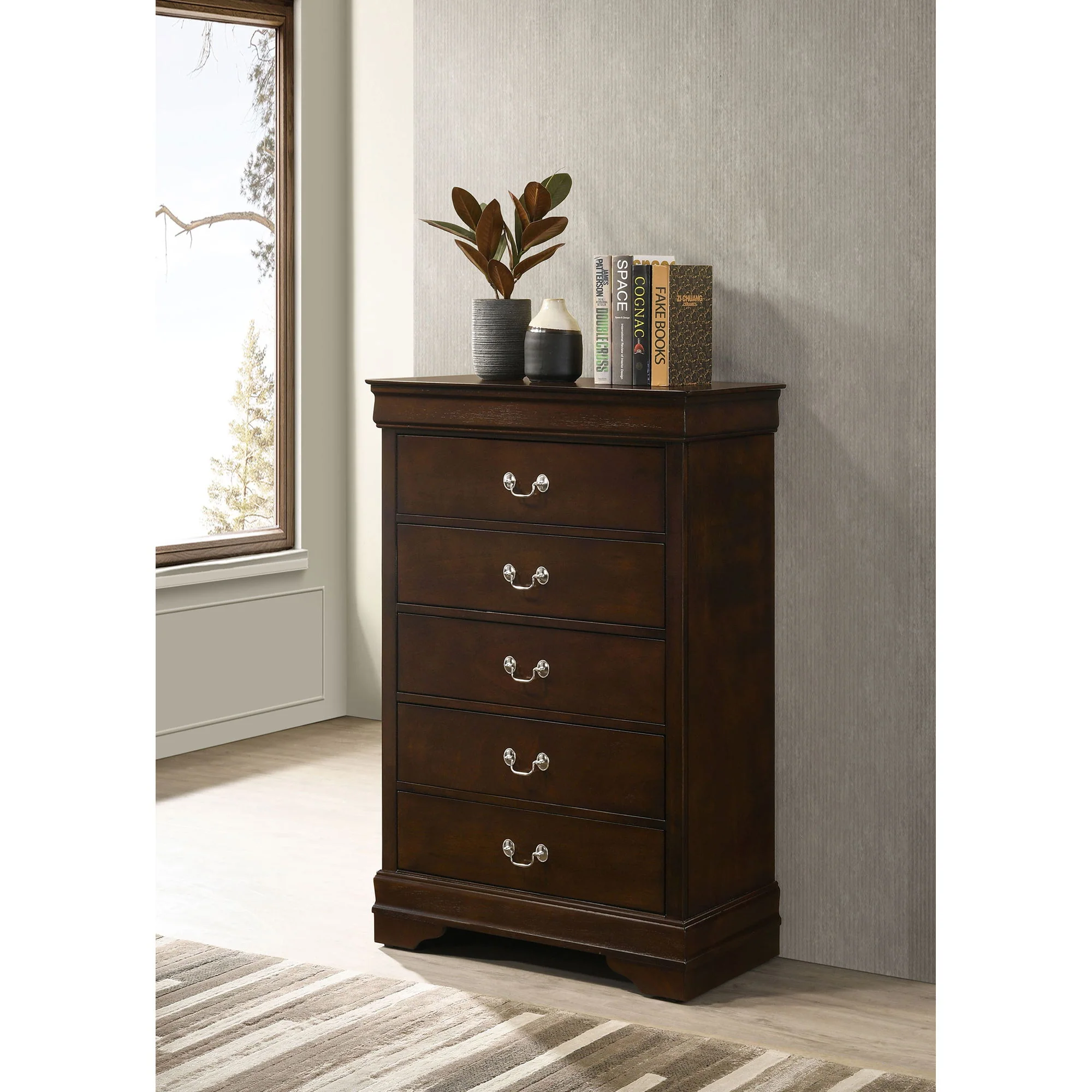 Janson - 5 Drawer Bedroom Chest - Cappuccino - Image 4