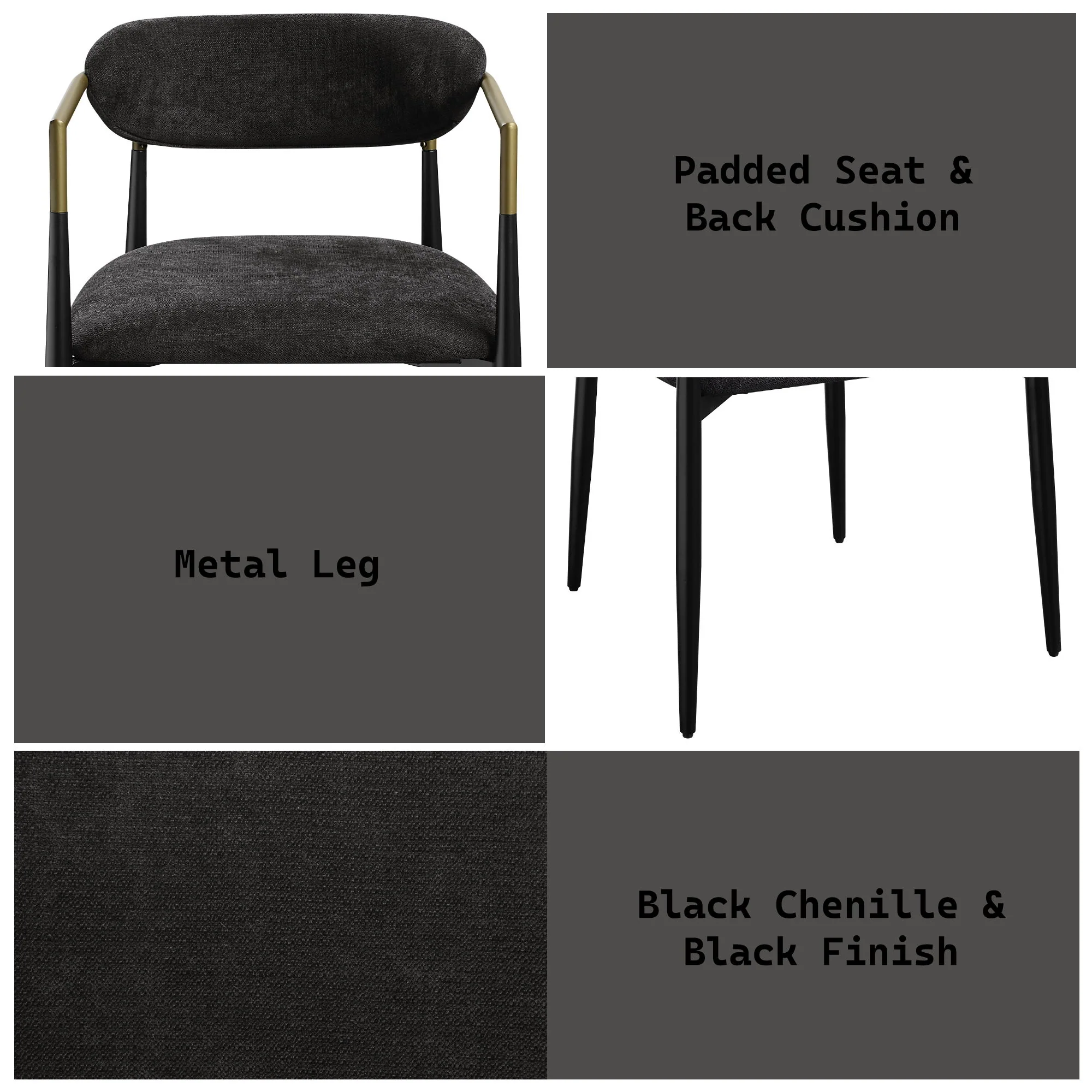 Jaramillo - Chenille Side Chair (Set of 2) - Black - Image 5