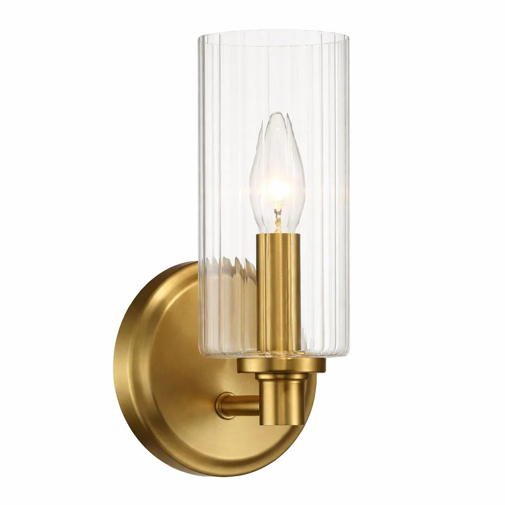 Jardin - Single Light Wall Sconce With Clear Ribbed Satin - Clear / Gold - Image 7