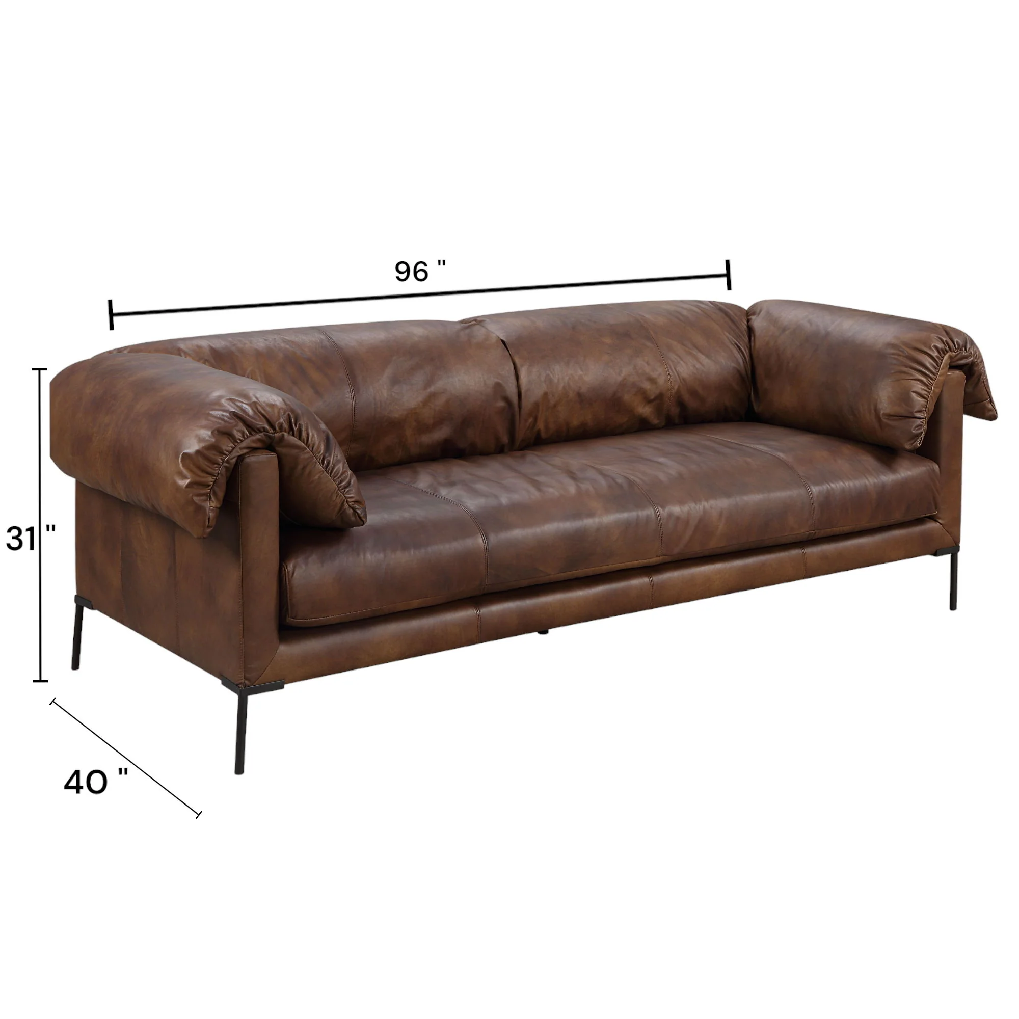 Jaron - Top Grain Leather Sofa - Mocha - Image 8