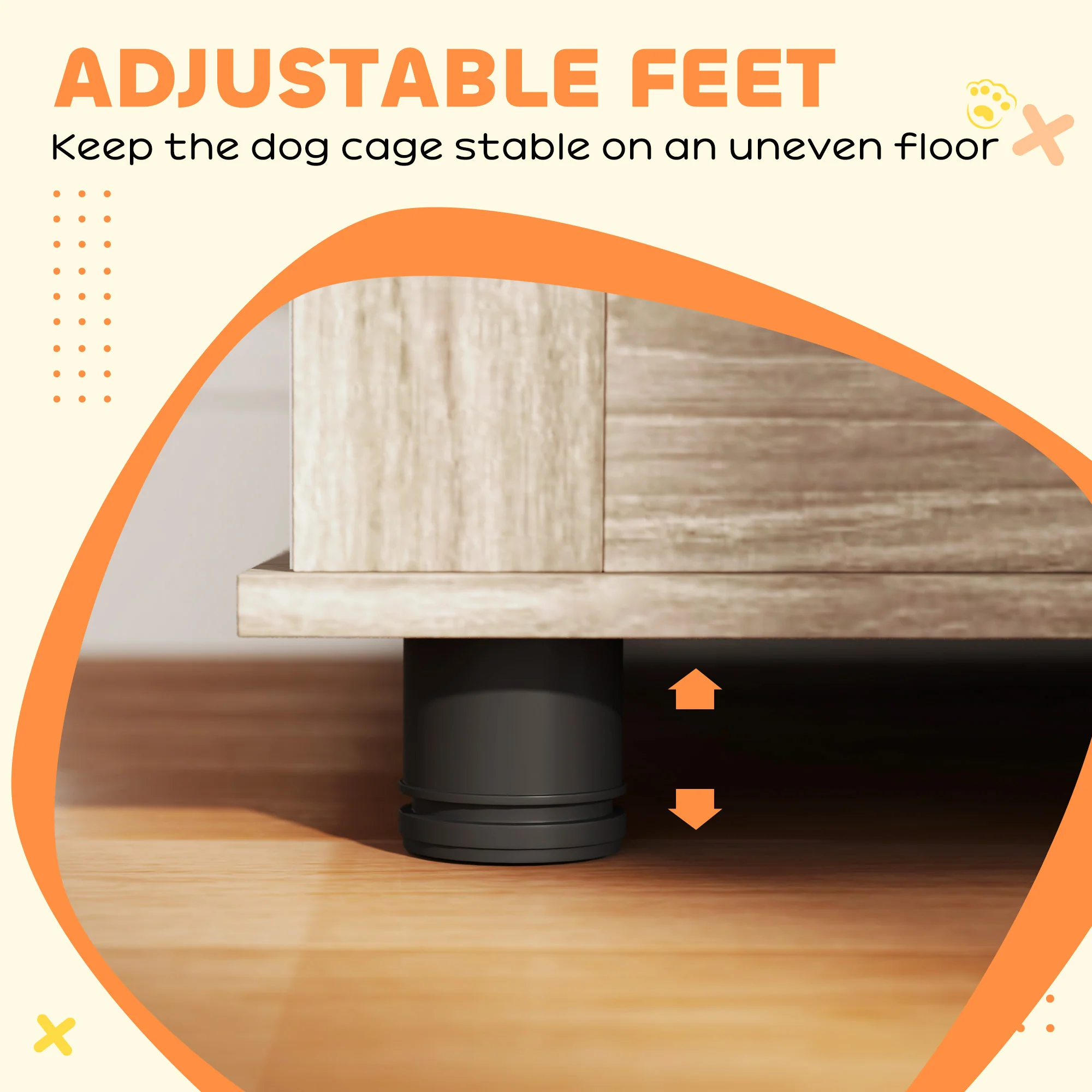 Jasper 39-Inch Furniture-Style Dog Crate with Chew-Resistant Mesh and Adjustable Feet - Image 4