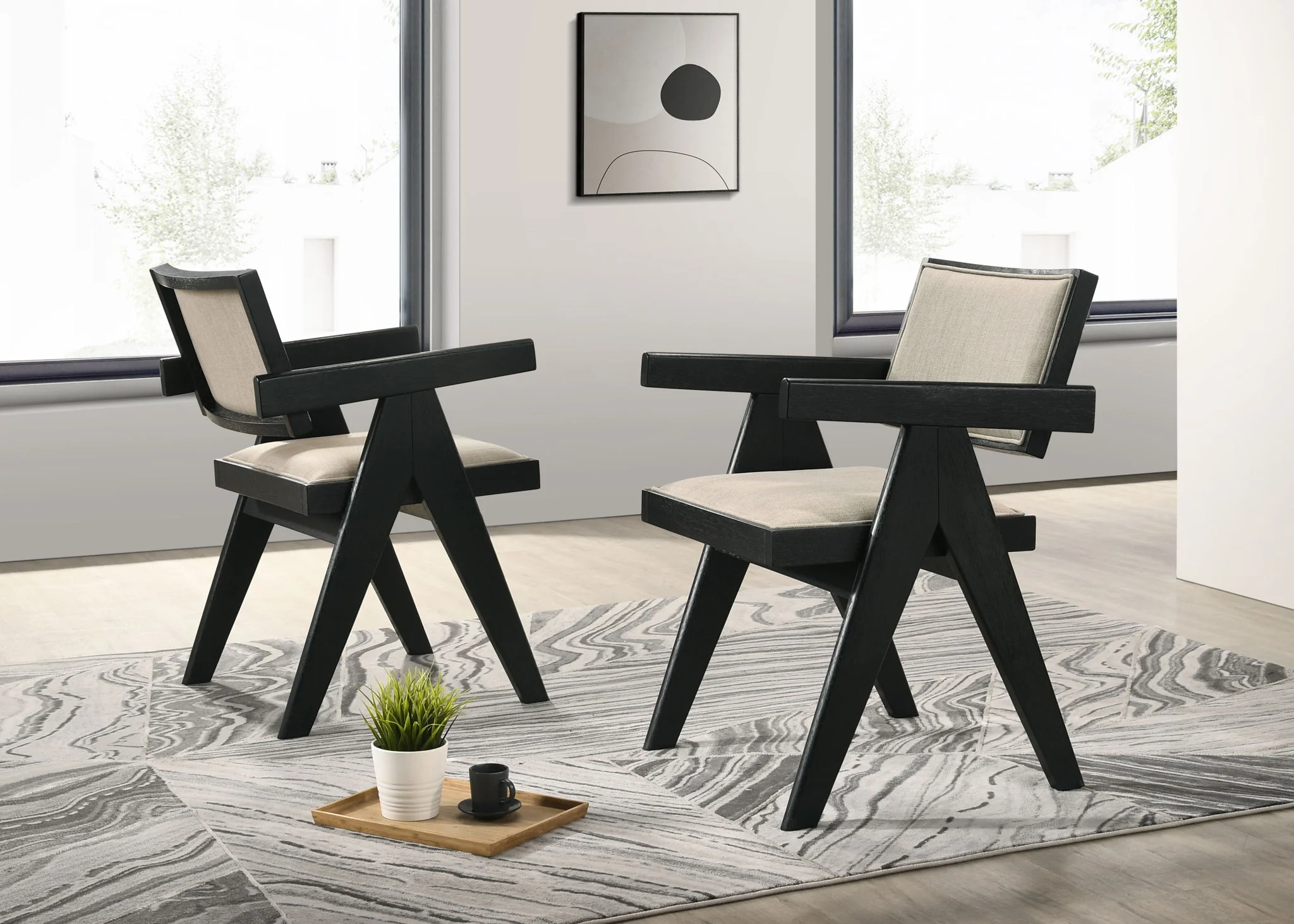 Jasper - 7 Piece Round Dining Room (Set of 7) - Ebony Black - Image 8