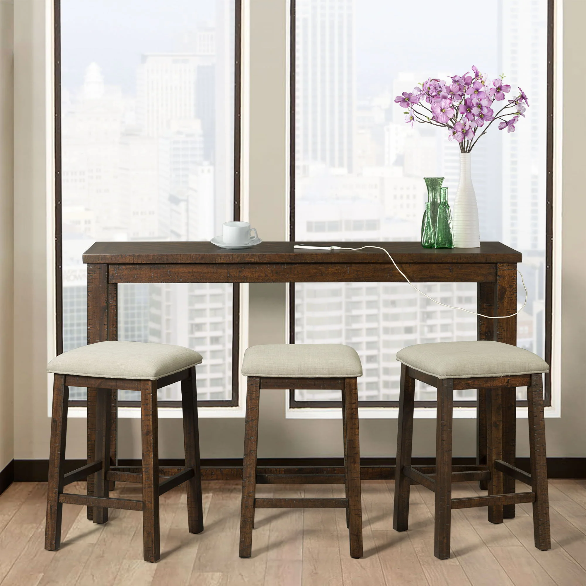 Jax - Bar Table Single Pack (Table And Three Stools) - Dark Walnut - Image 6