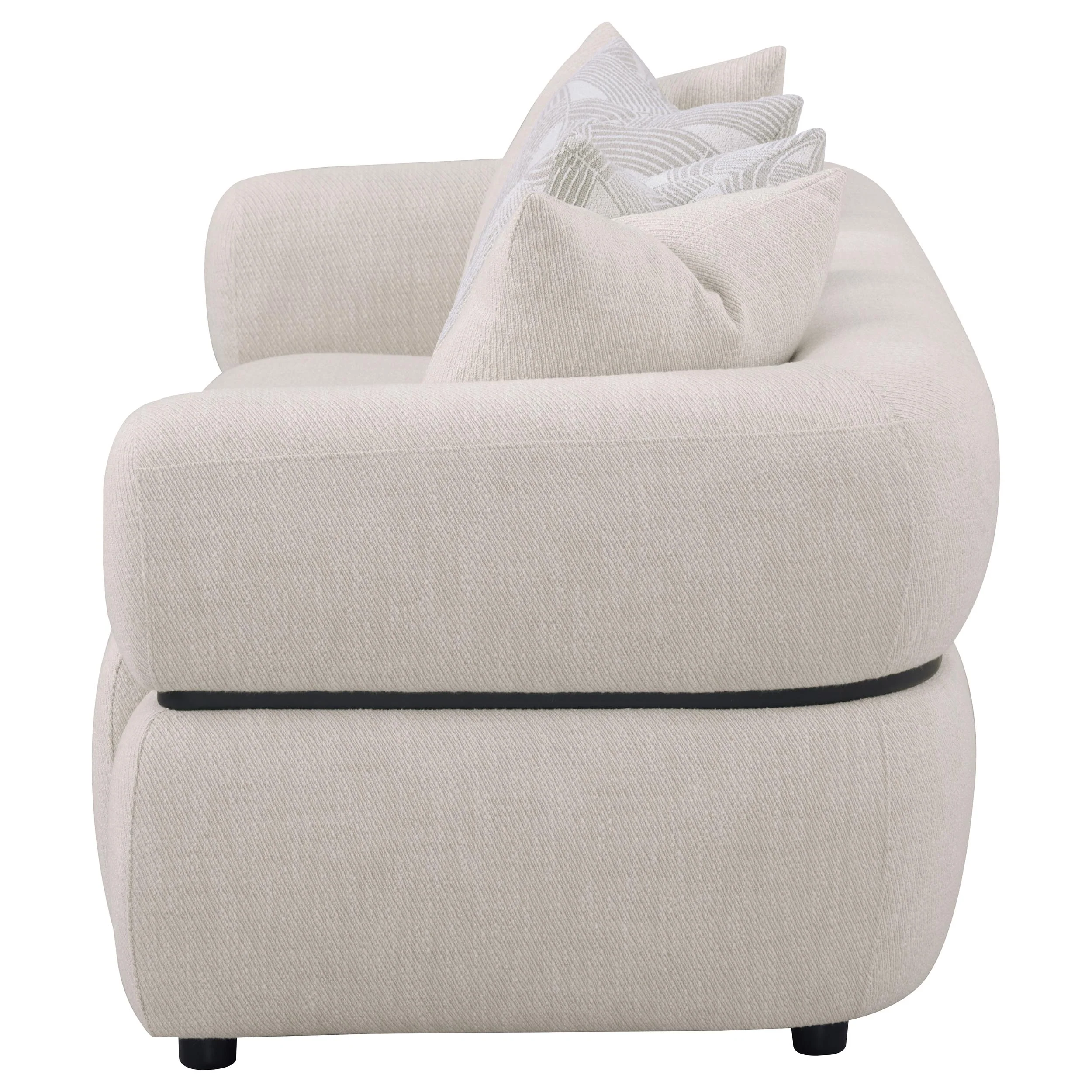Jeanette 84-inch Round Arm Sofa in Beige Fabric - Image 2
