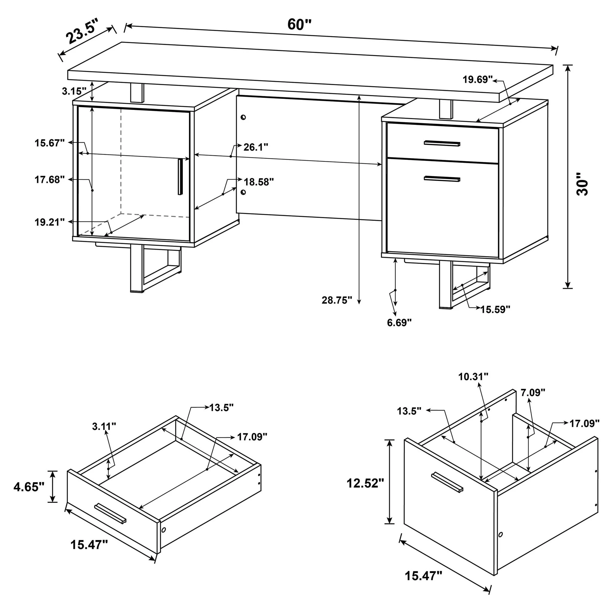 Jensen - 2 Drawer Desk - White - Image 7