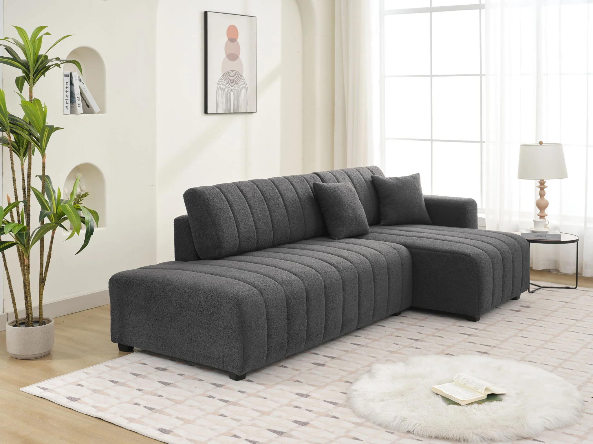 Jessica - Lamb Wool Sectional Sofa With Chaise - Image 15