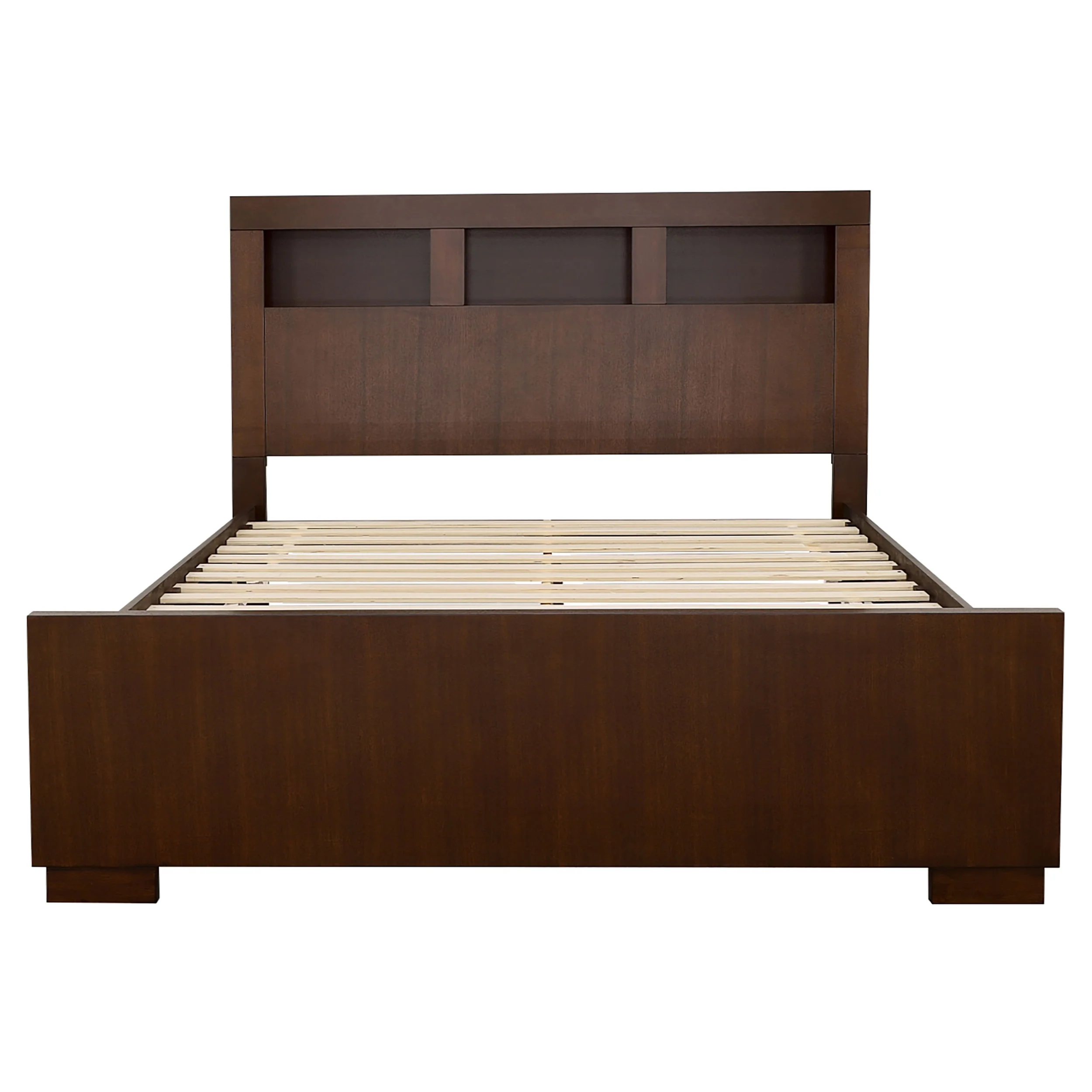 Jessica Wood Queen LED Storage Bookcase Bed Cappuccino - Image 3