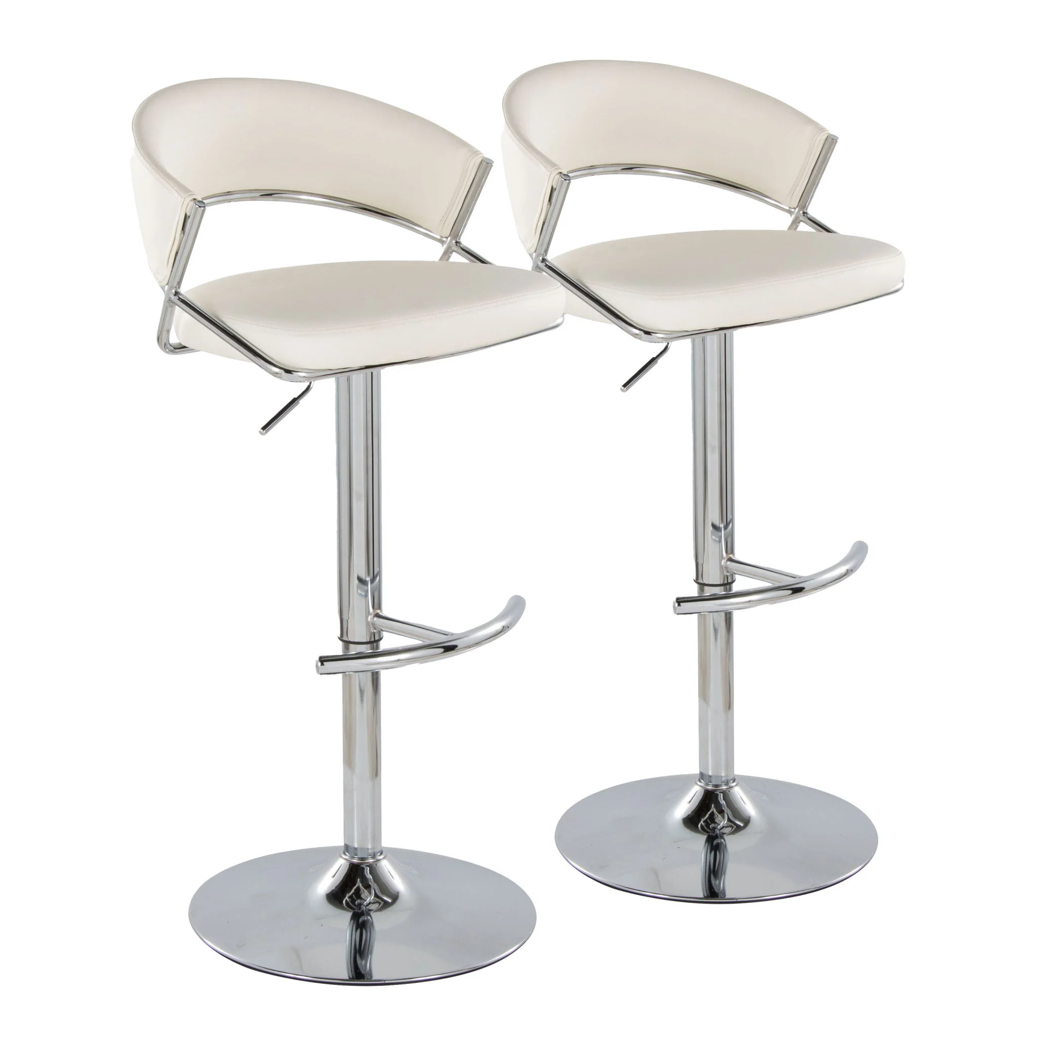 Jie - Contemporary Adjustable Barstool With Swivel & Rounded T Footrest (Set of 2) - Image 2