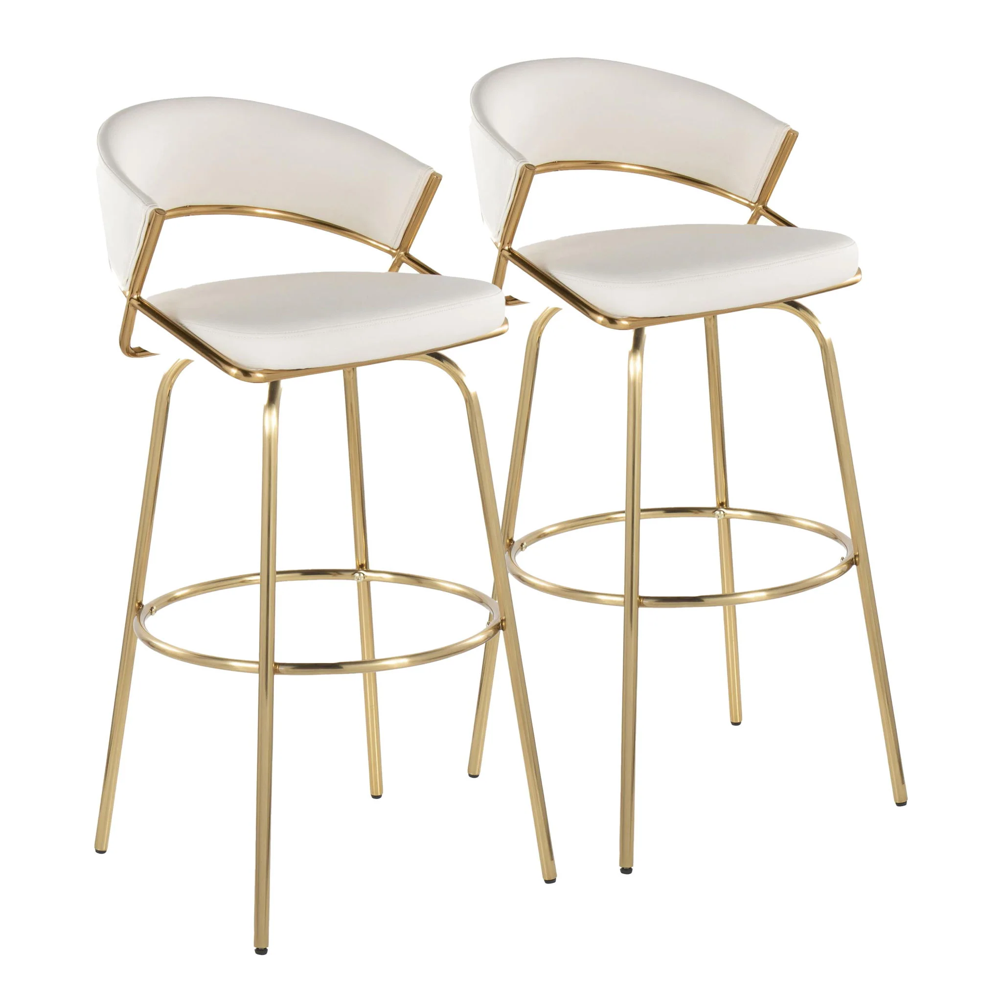 Jie - Fixed Height Contemporary Barstool With Swivel With Round Footrest (Set of 2) - Image 2