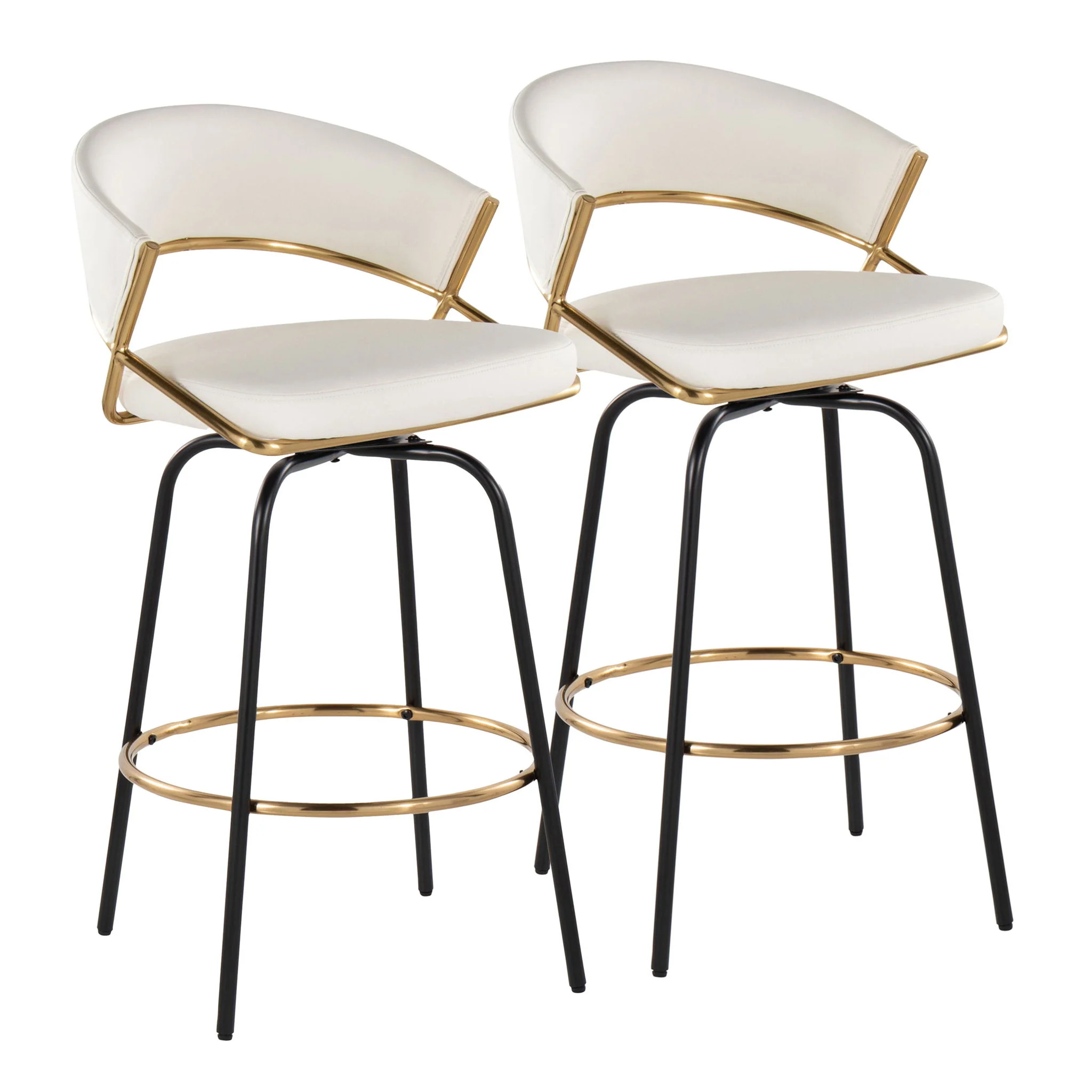 Jie - Fixed Height Contemporary Counter Stool With Swivel Round Footrest (Set of 2) - Image 2