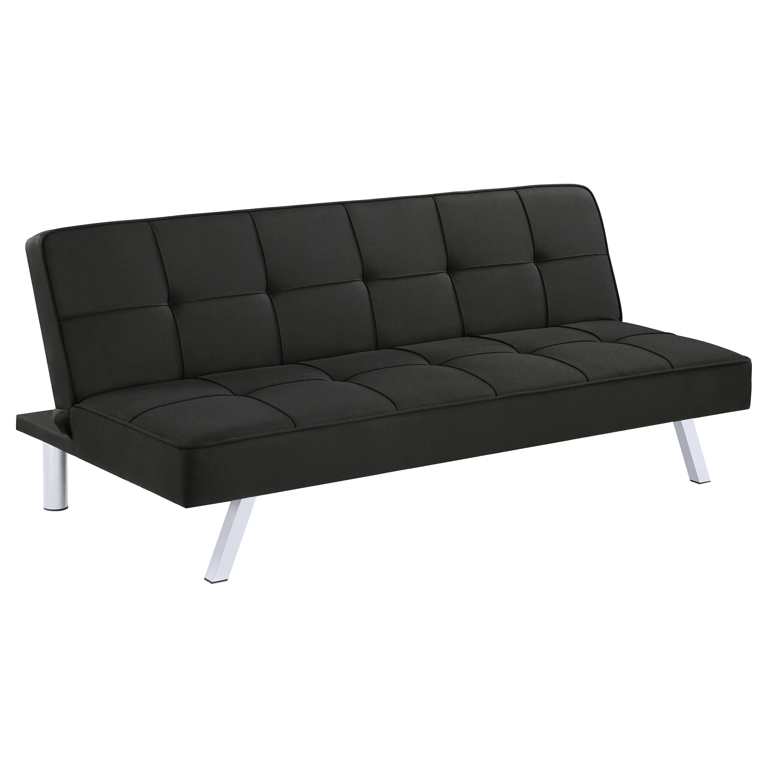 Joel Upholstered Tufted Convertible Sofa Bed, Black