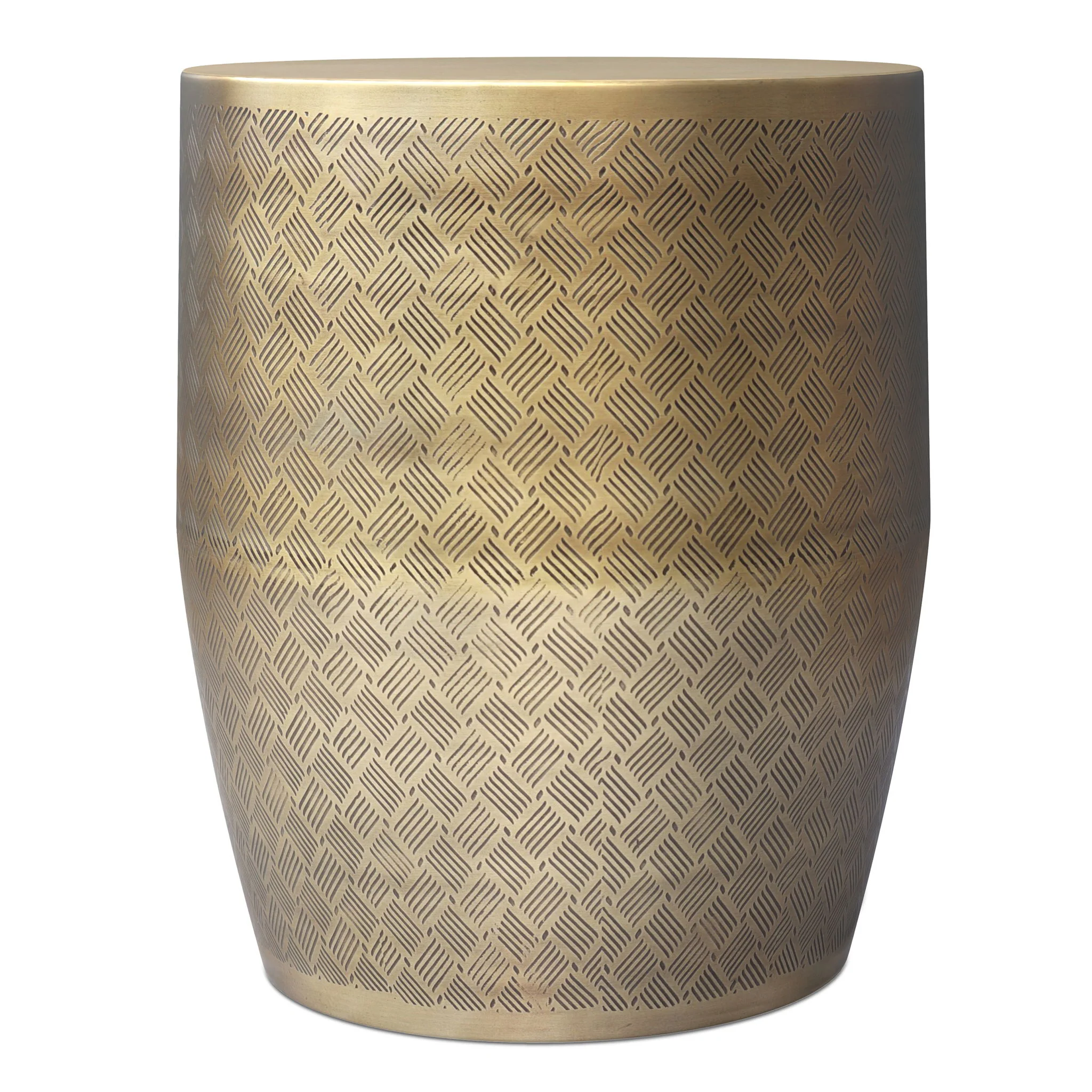 Johnsen - Cross Hatch Pattern Accent Table - Antique Gold - Image 4