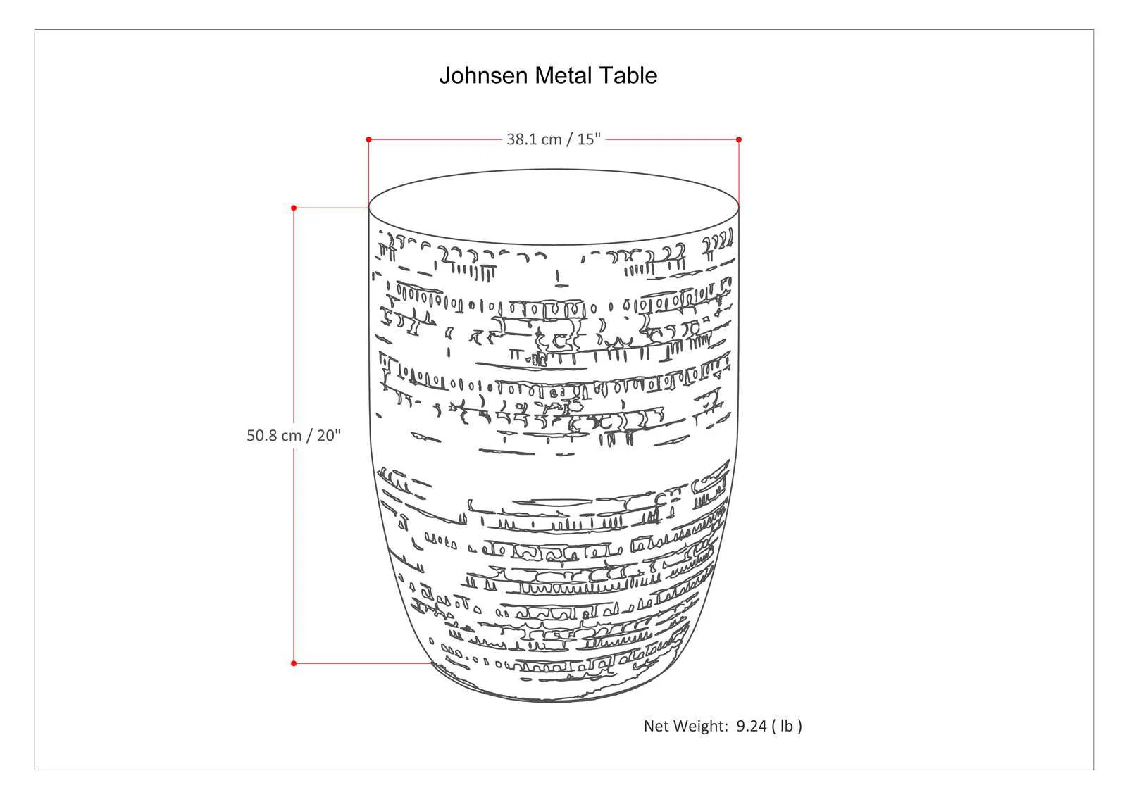 Johnsen - Handcrafted Large Metal Accent Table - Image 9