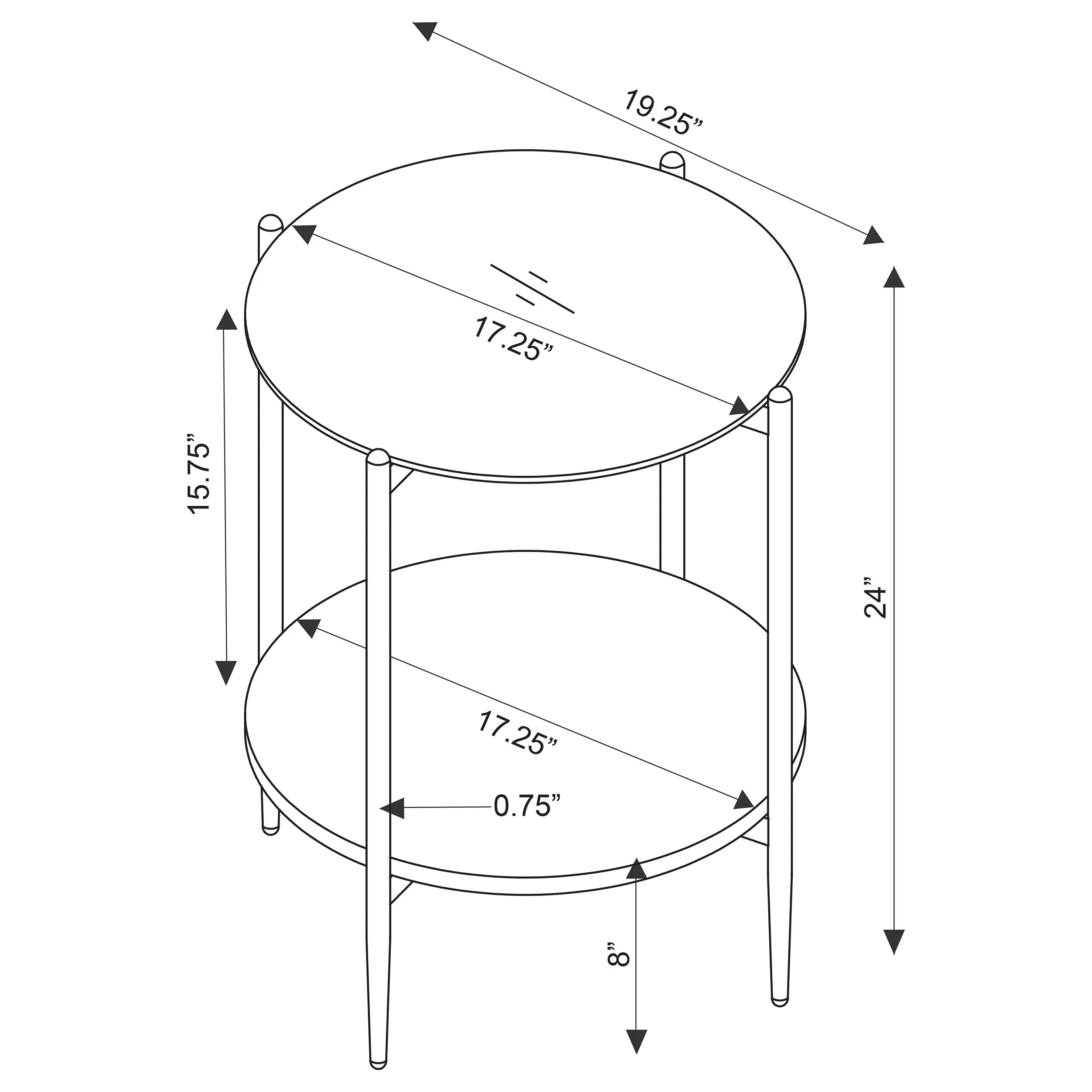 Jonelle 2-Piece Round Coffee and End Table Set, Gold - Image 4