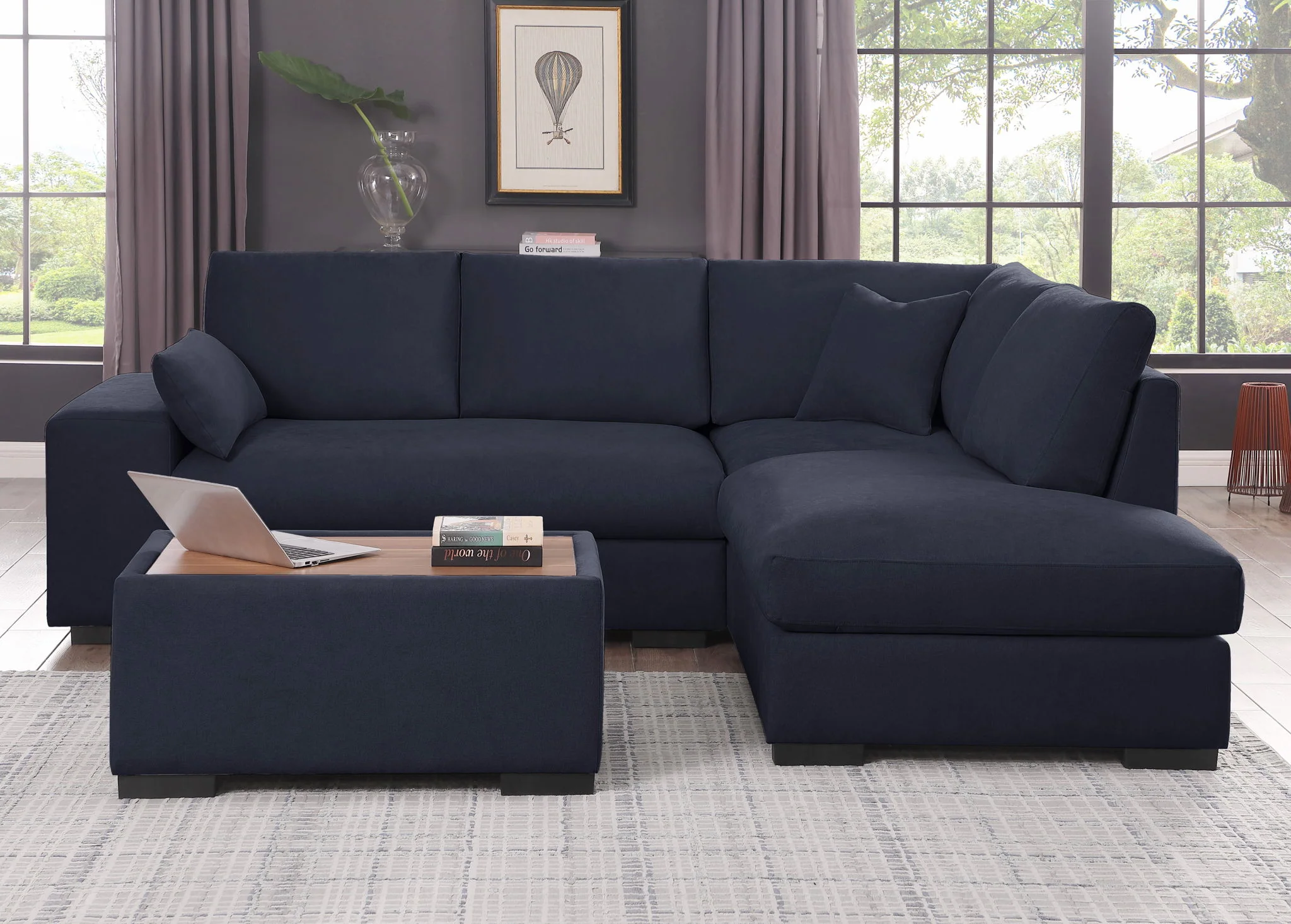 Joshua - 100" Sectional Sofa with Right Facing Chaise and Console Ottoman - Image 5