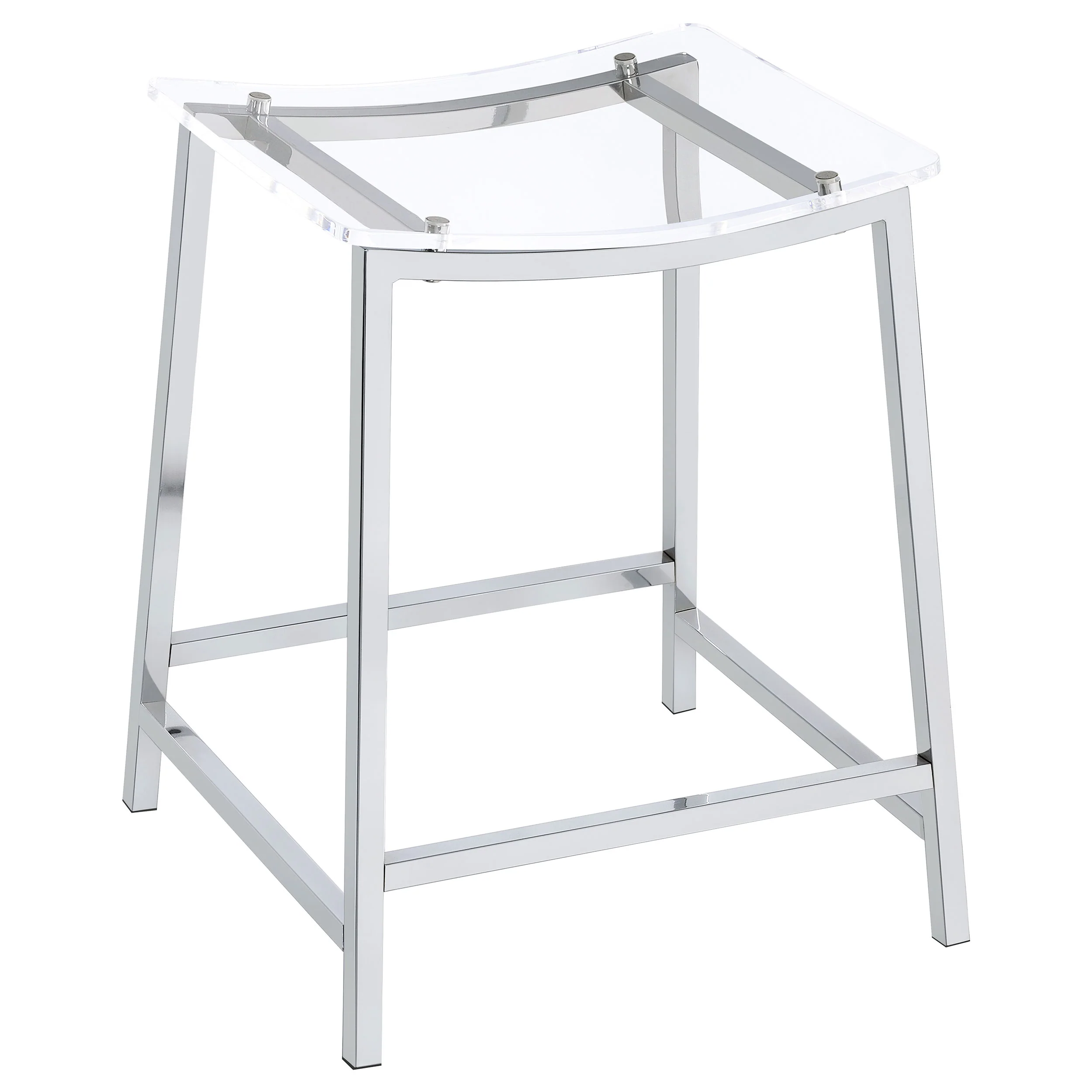 Jovani Acrylic Backless Counter Stool Chrome, Set of 2 - Image 5