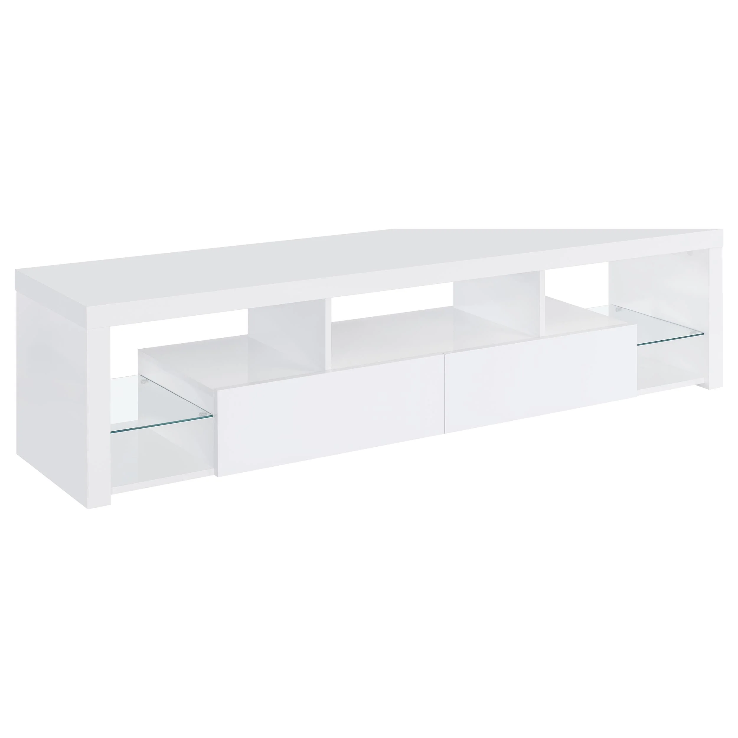 Jude 2-Drawer TV Stand, 71-Inch, High Gloss White