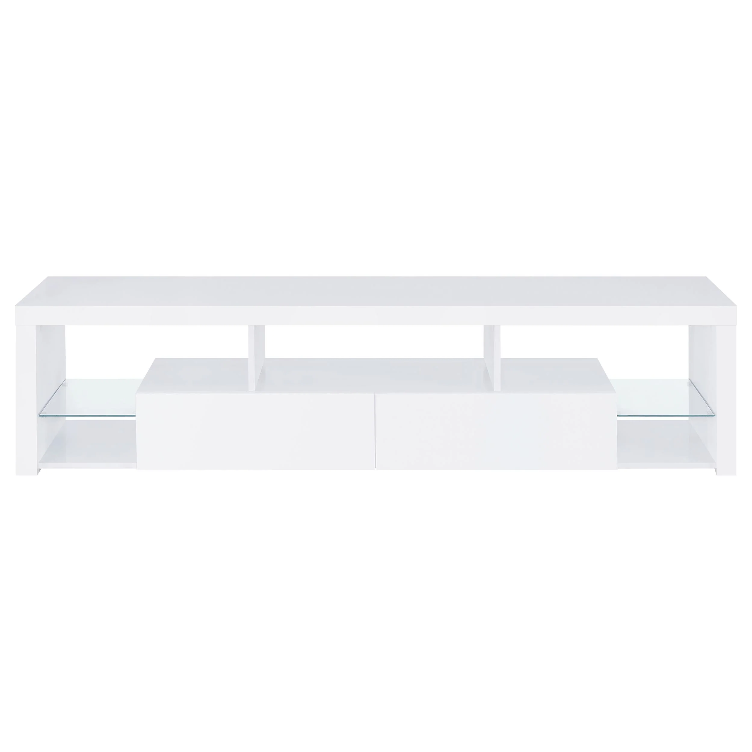 Jude 2-Drawer TV Stand, 71-Inch, High Gloss White - Image 2