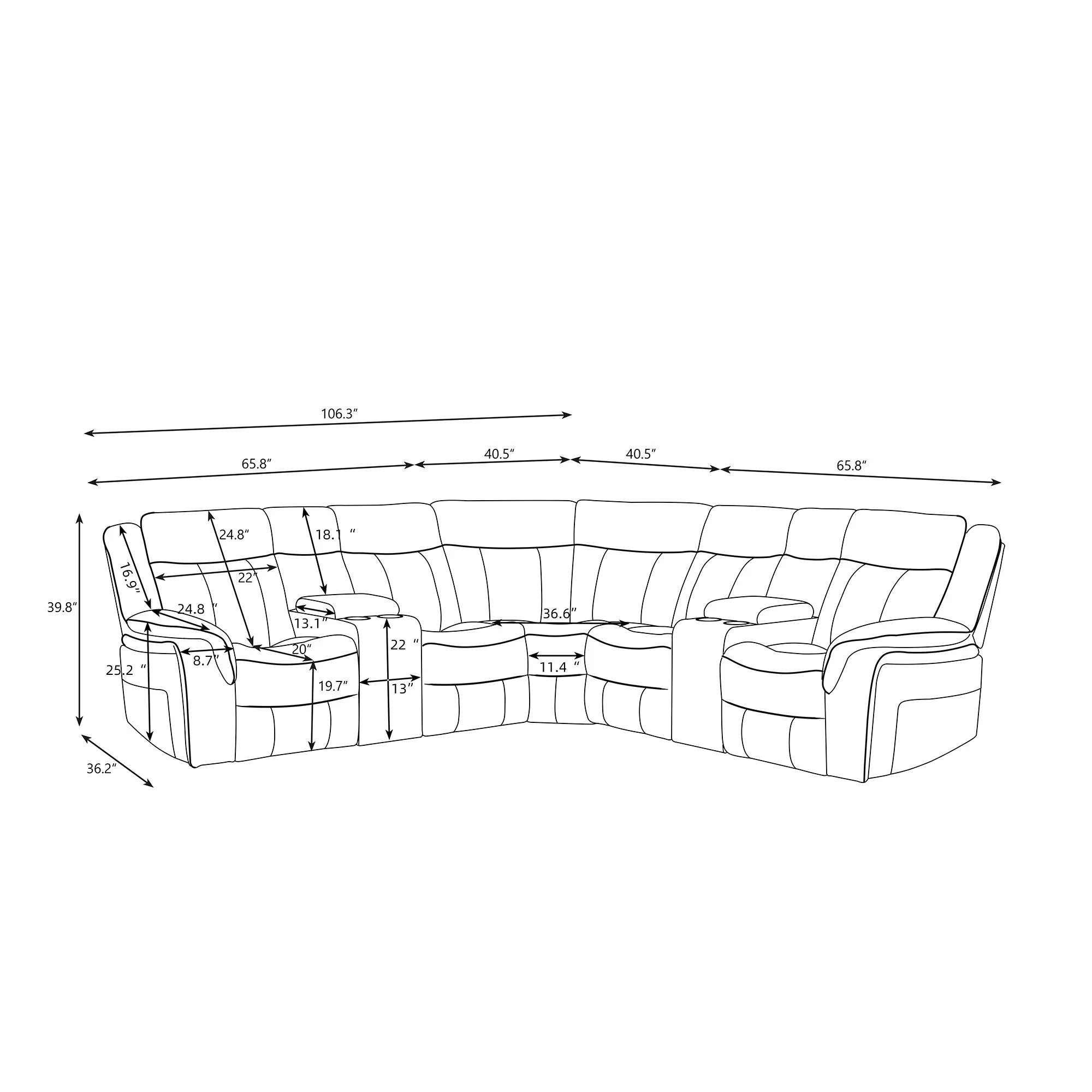 Jupiter - Leather Sectional - Black - Image 6