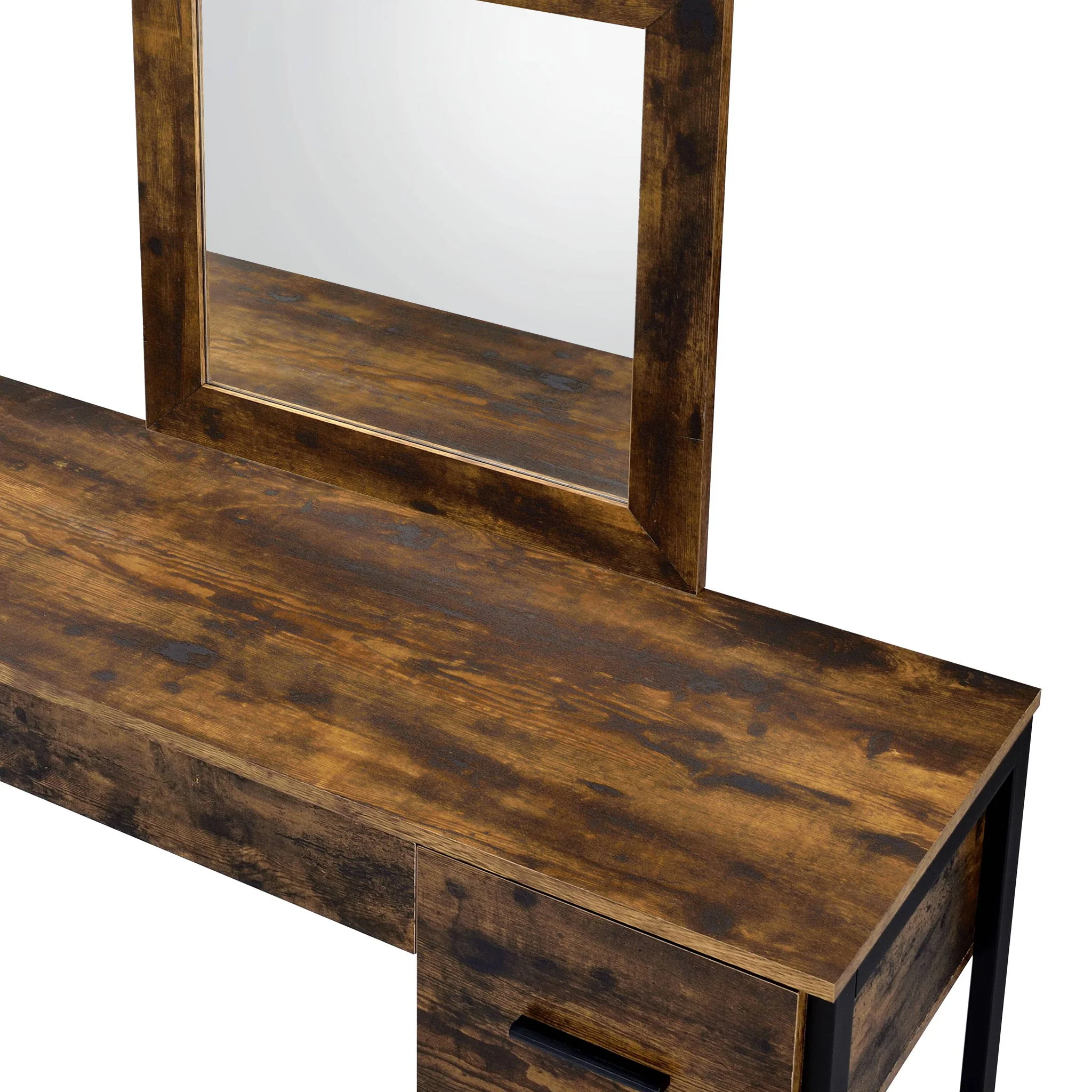 Juvanth - Rustic Vanity Desk Mirror - Oak - Image 6