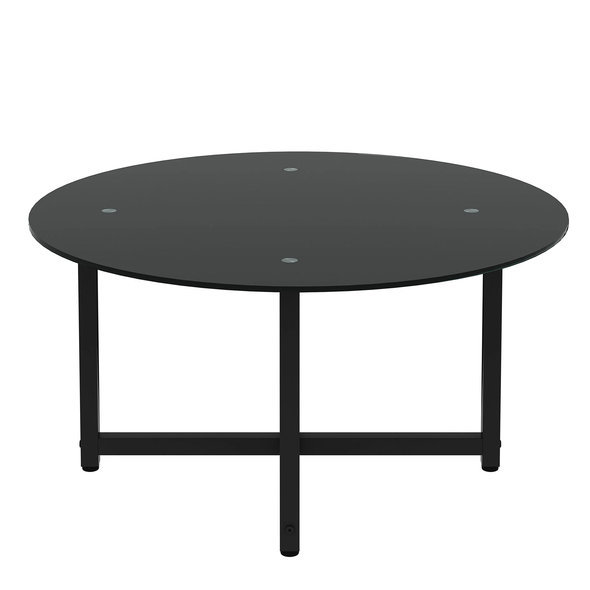 JWS Round Glass Coffee Table, Clear Coffee Table, Modern Side Center Tables For Living Room - Image 3