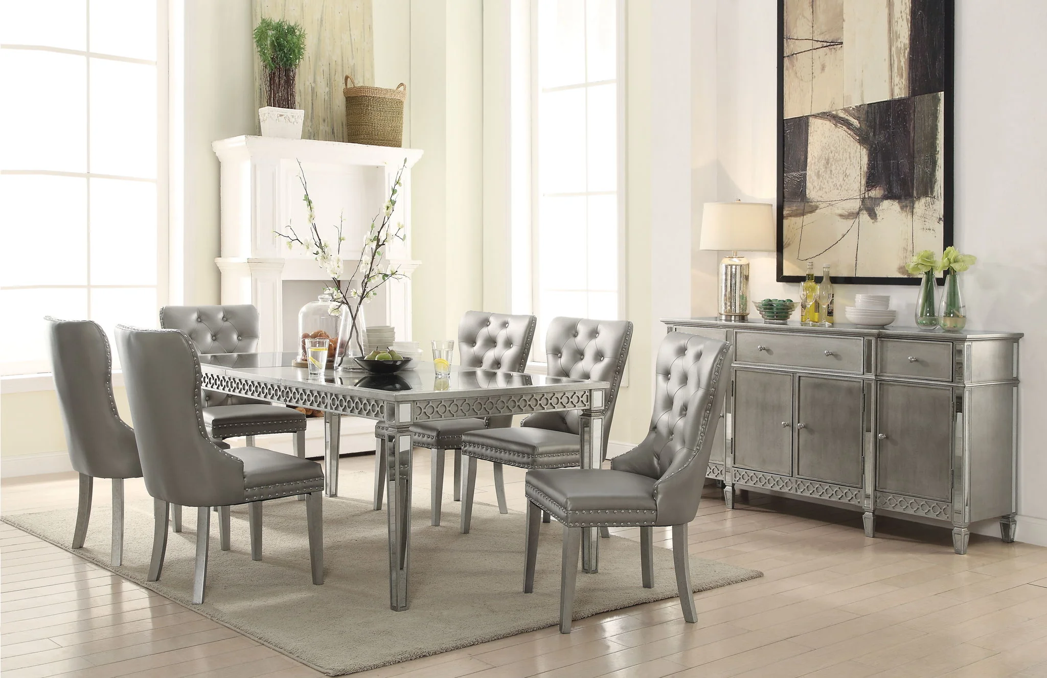 Kacela - Synthetic Leather Side Chair (Set of 2) - Champagne - Image 5