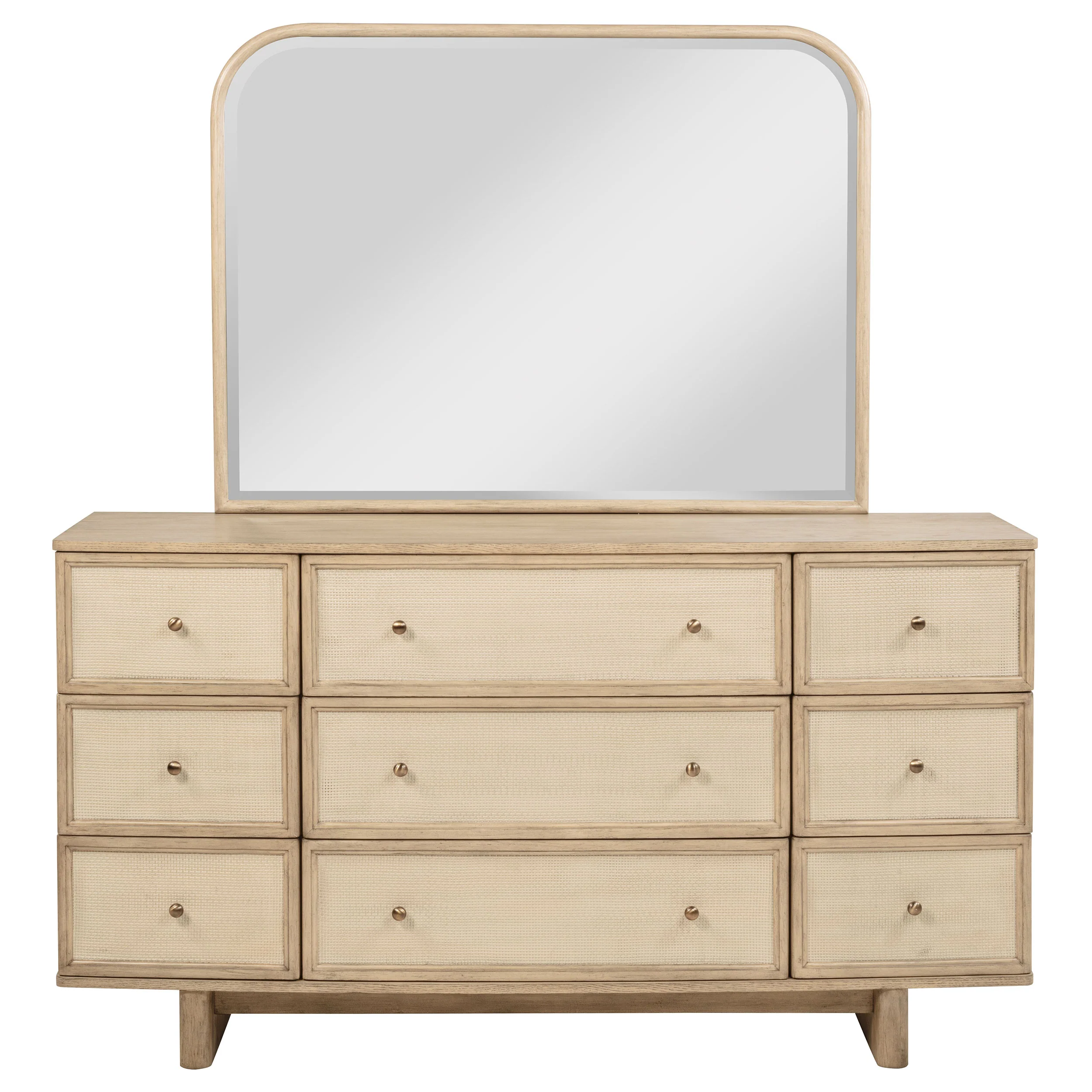 Kailani 9-Drawer Dresser and Mirror in Beige Oak - Image 3