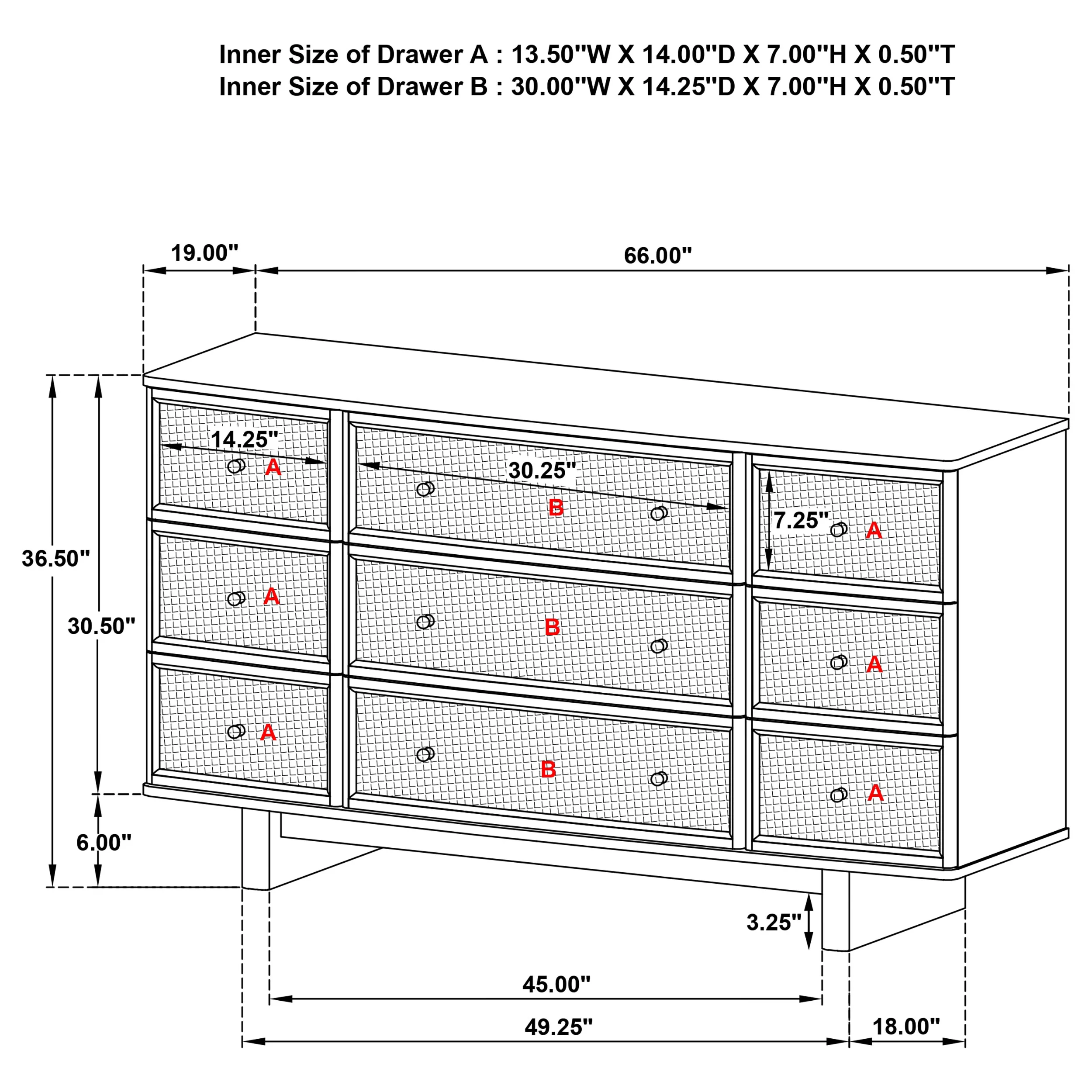 Kailani 9-Drawer Dresser Cabinet in Beige Oak - Image 12