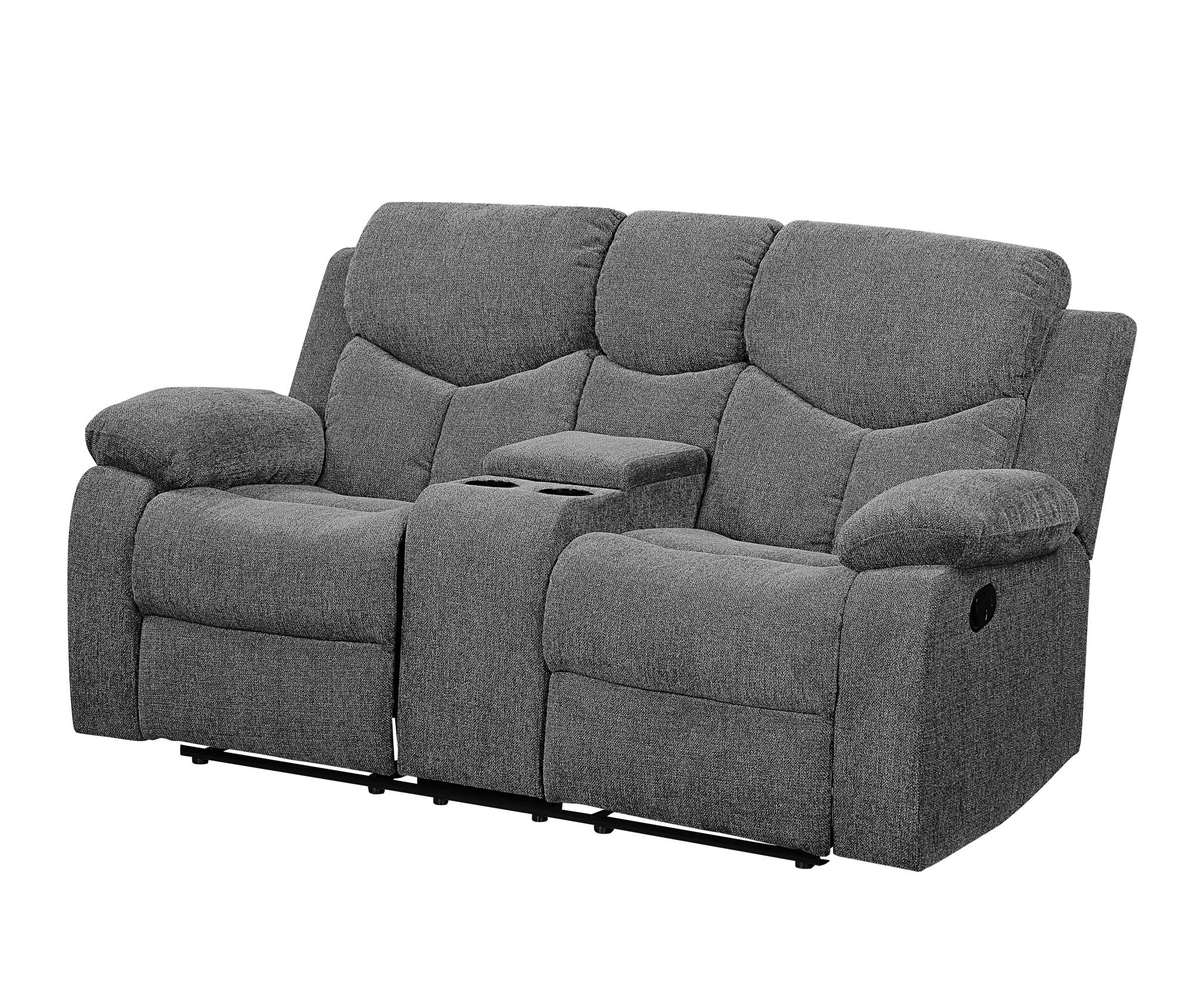 Kalen - Chenille 3 Piece Recliner Living Room Set - Gray - Image 9