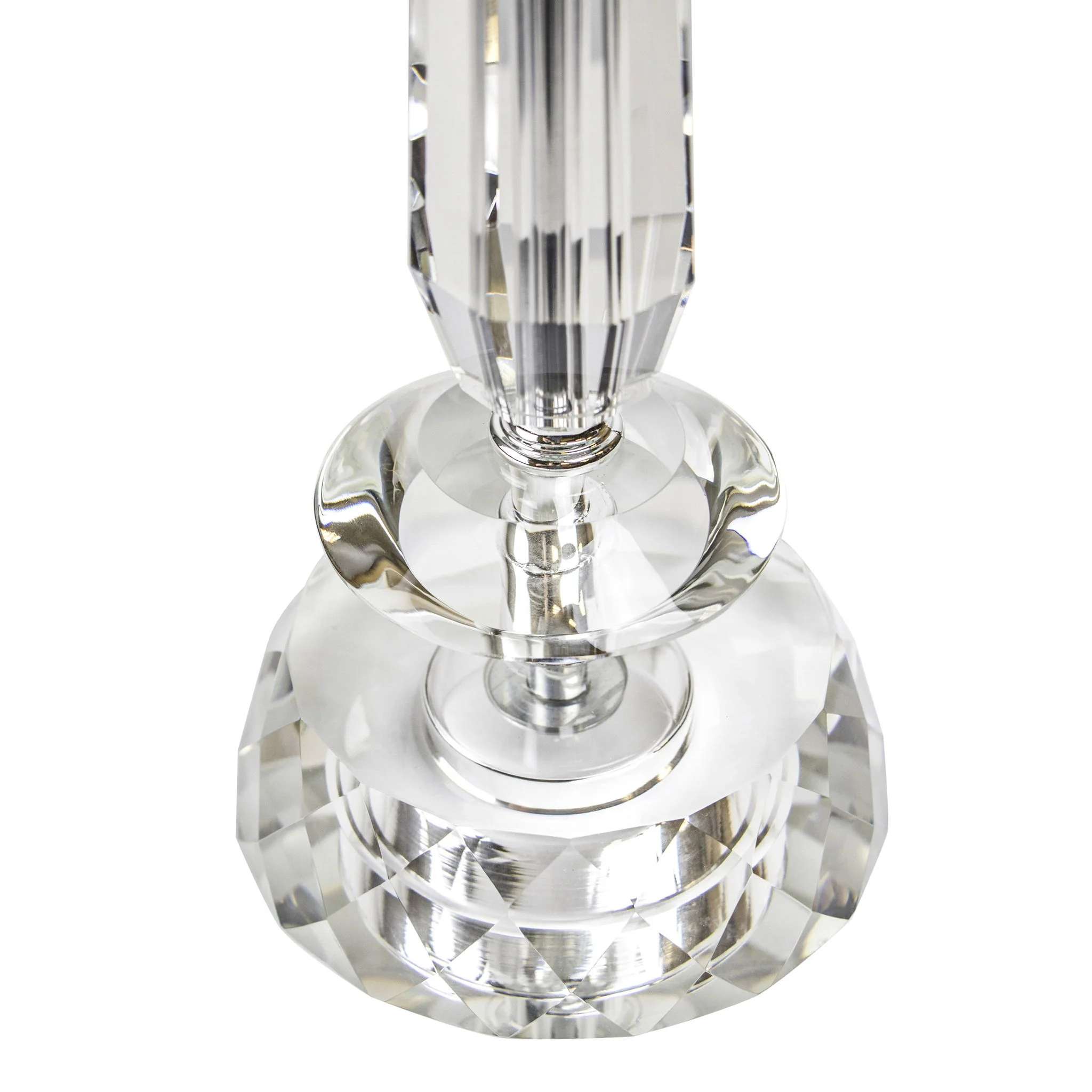 Karat - Contemporary Crystal Table Lamp (Set of 2) - Clear Crystal / Chrome / White Softback - Image 2